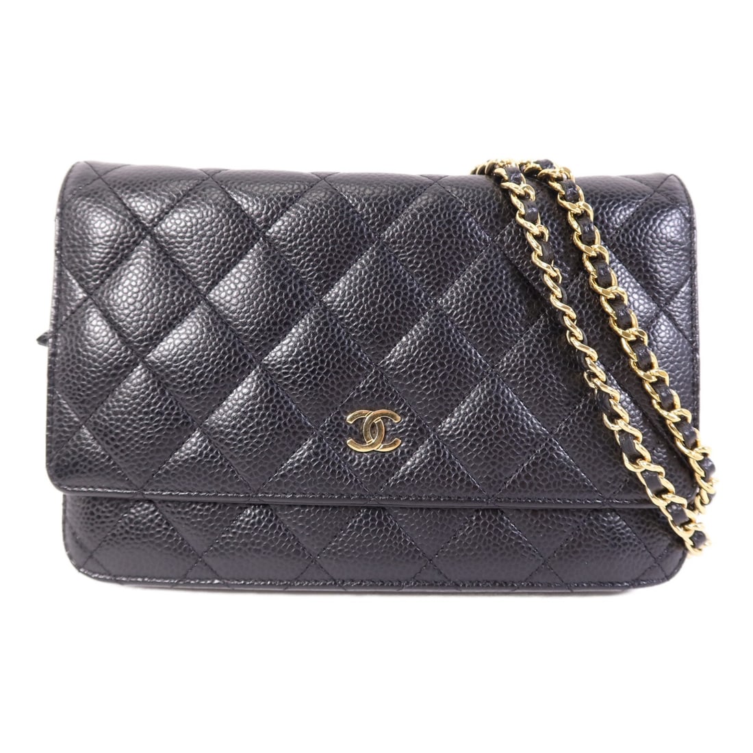 Chanel Black Calfskin Wallet On Chain Shoulder Bag with Gold Hardware (1 of 16)