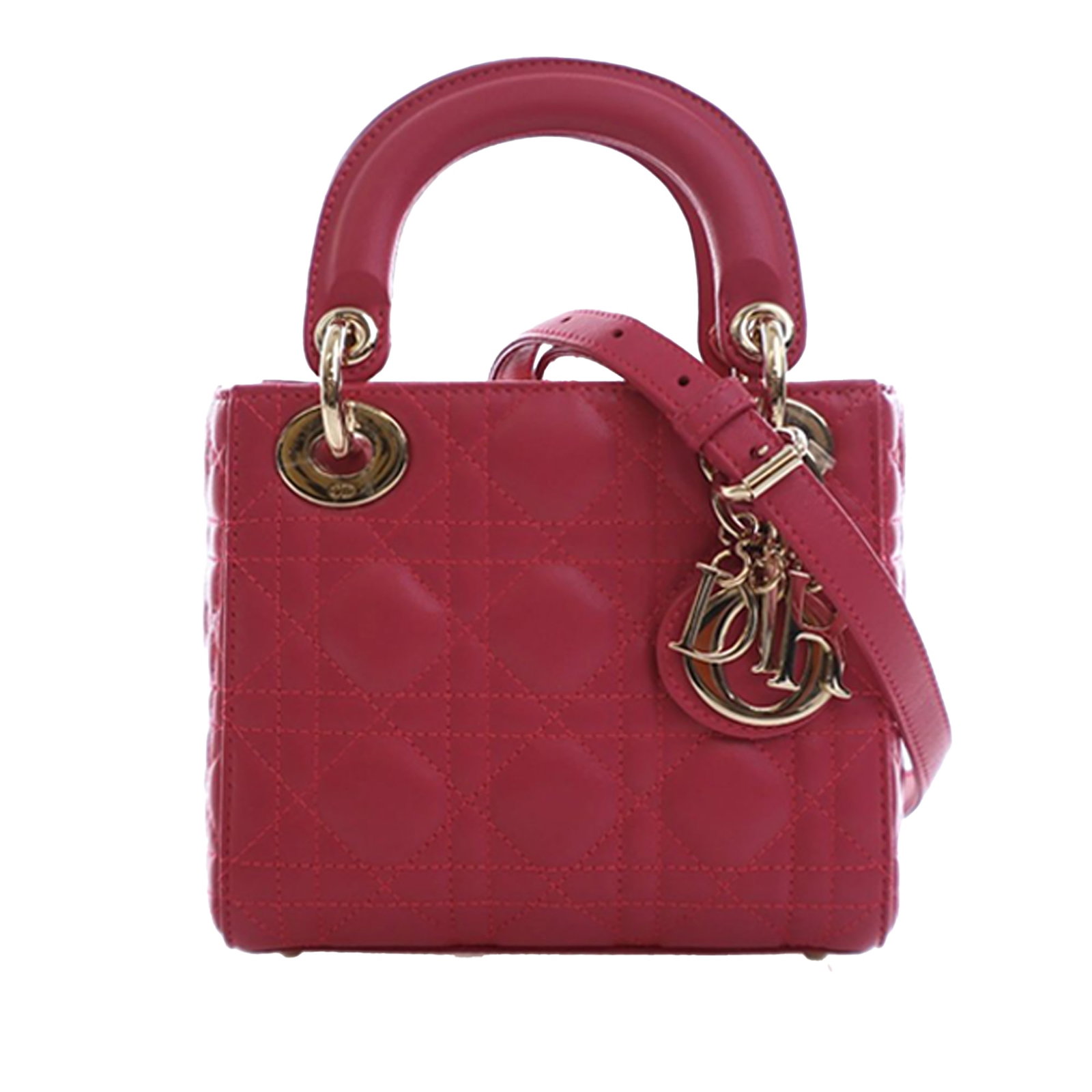 Dior Lady Dior Mini Pink Cannage Quilted Lambskin Shoulder Bag (1 of 15)