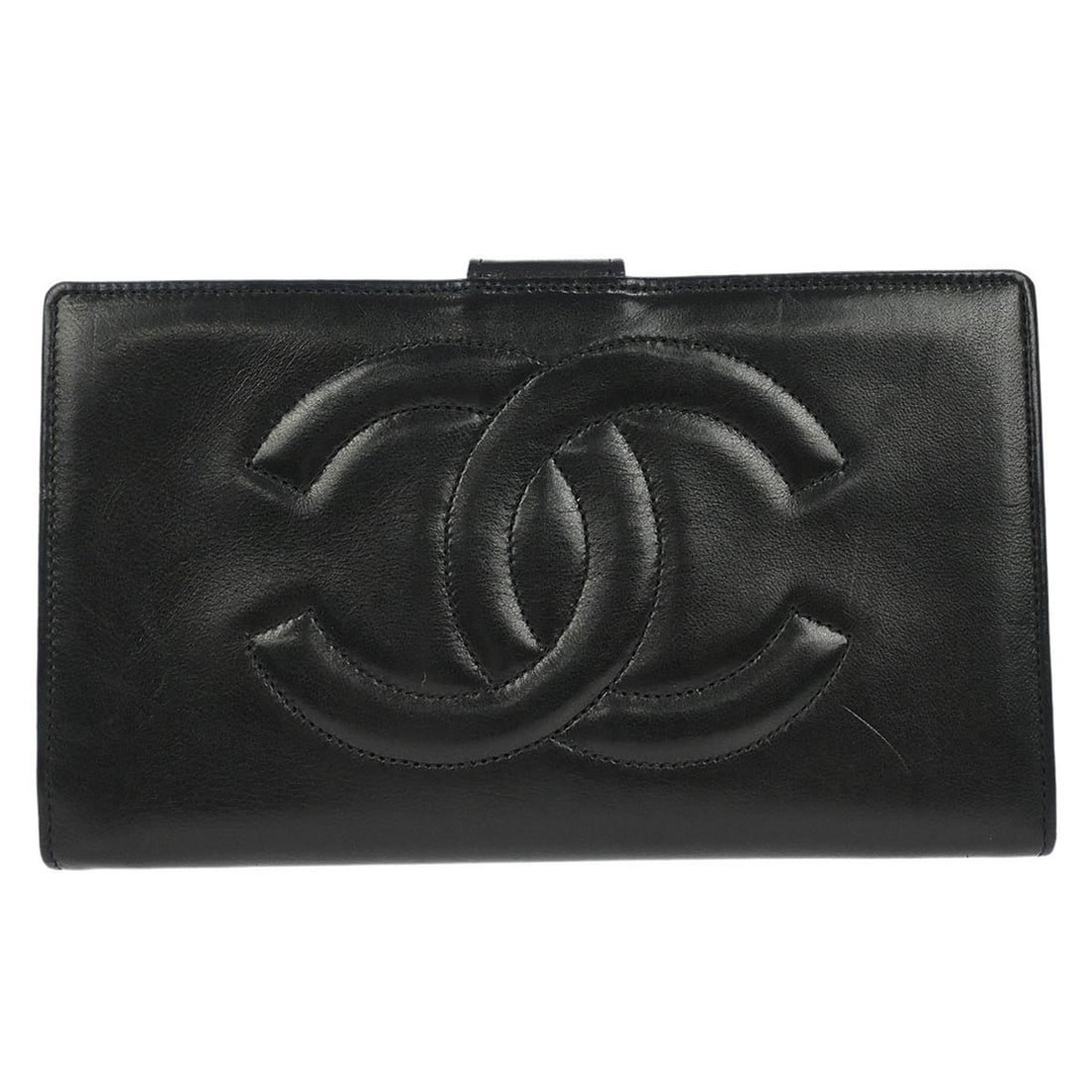 Black Lambskin Leather Bifold Wallet by Chanel CC Pattern (1 of 8)