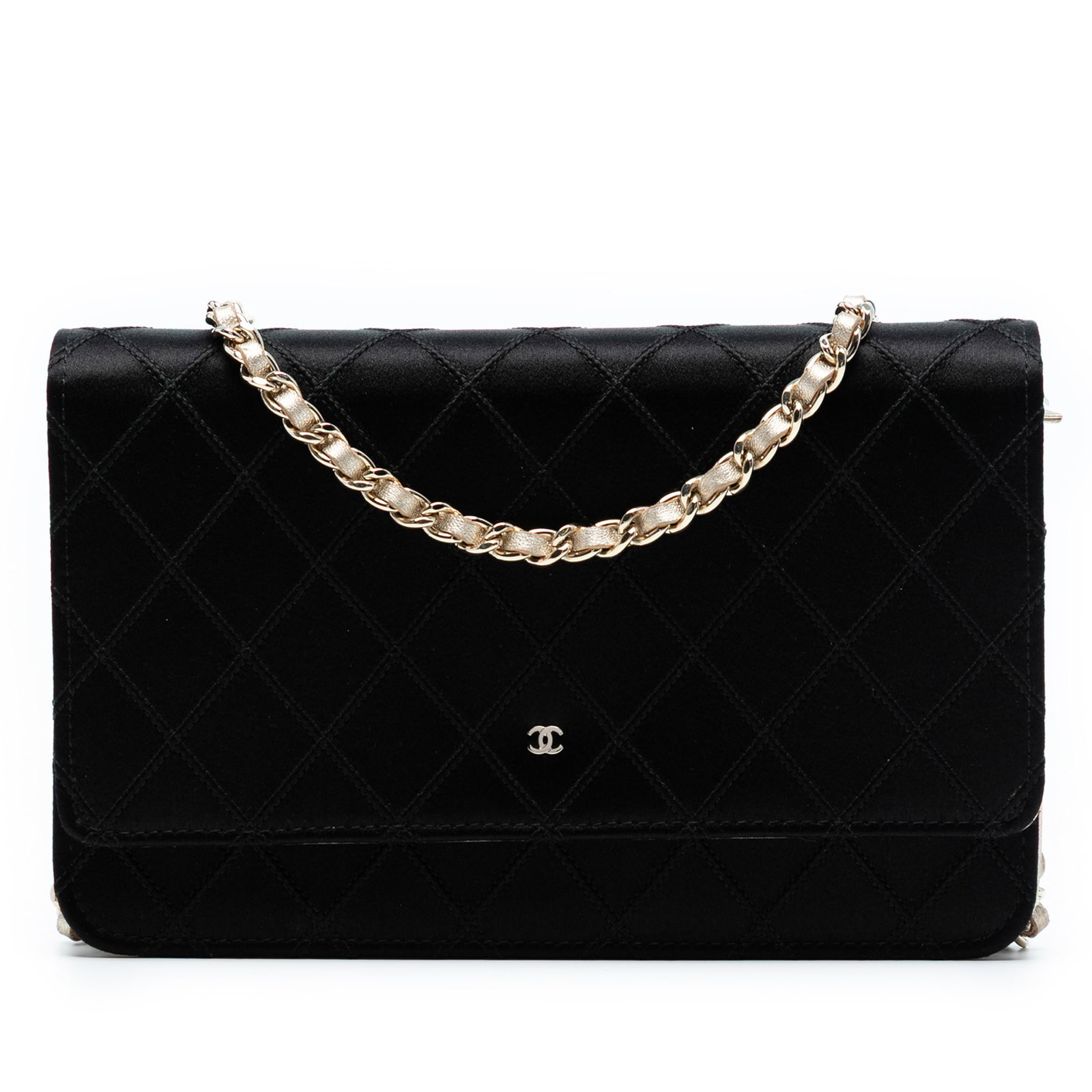 Chanel Bicolor Satin Diamond Stitch Wallet On Chain Black: Chanel Bicolor Satin Diamond Stitch Wallet On Chain Black Introducing the Chanel Bicolor Satin Diamond Stitch Wallet On Chain, a sophisticated accessory that combines style and functionality. This exq