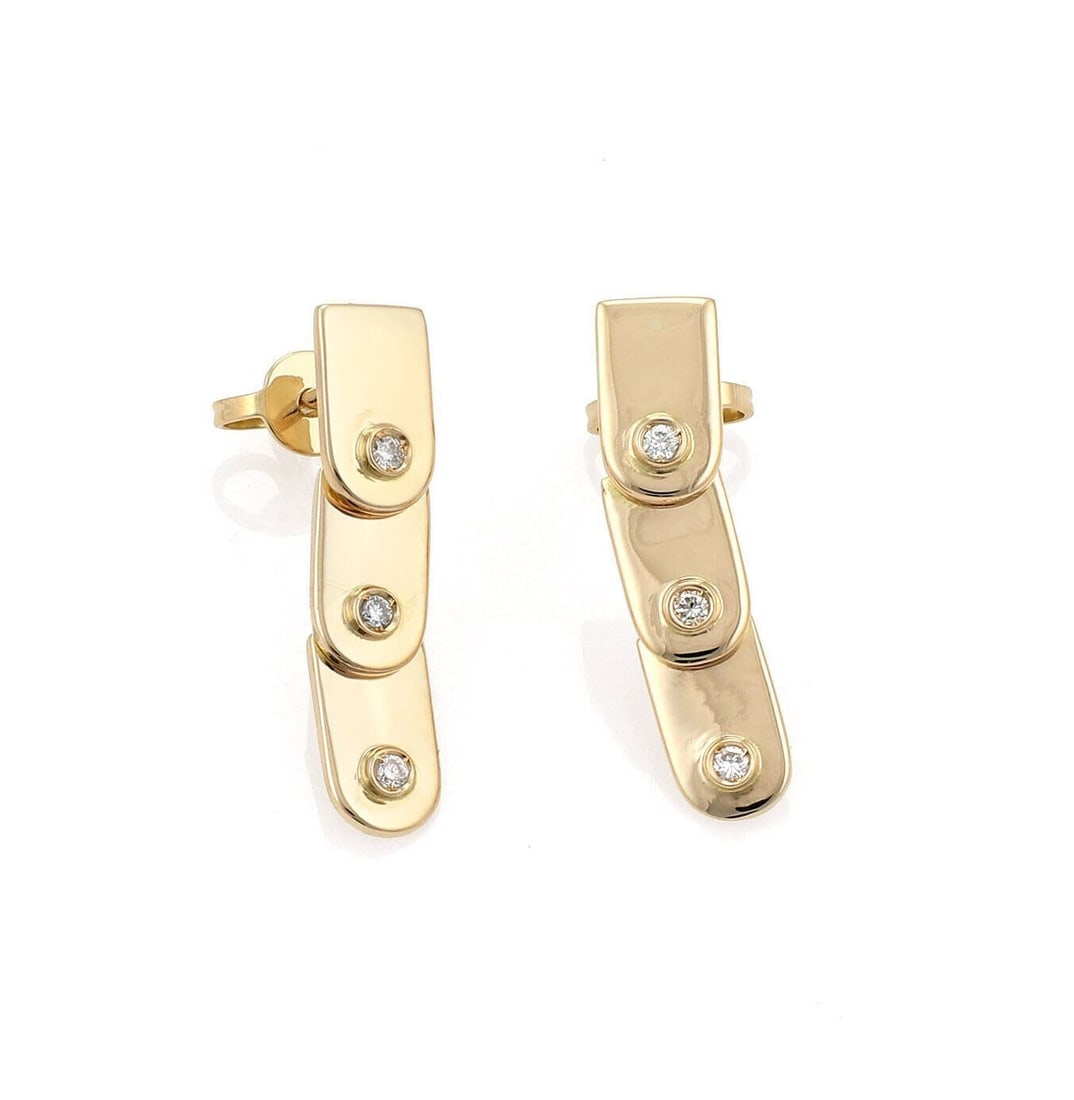 Gucci Diamond Dangle Earrings in 18k Yellow Gold Three Tier Design (1 of 5)