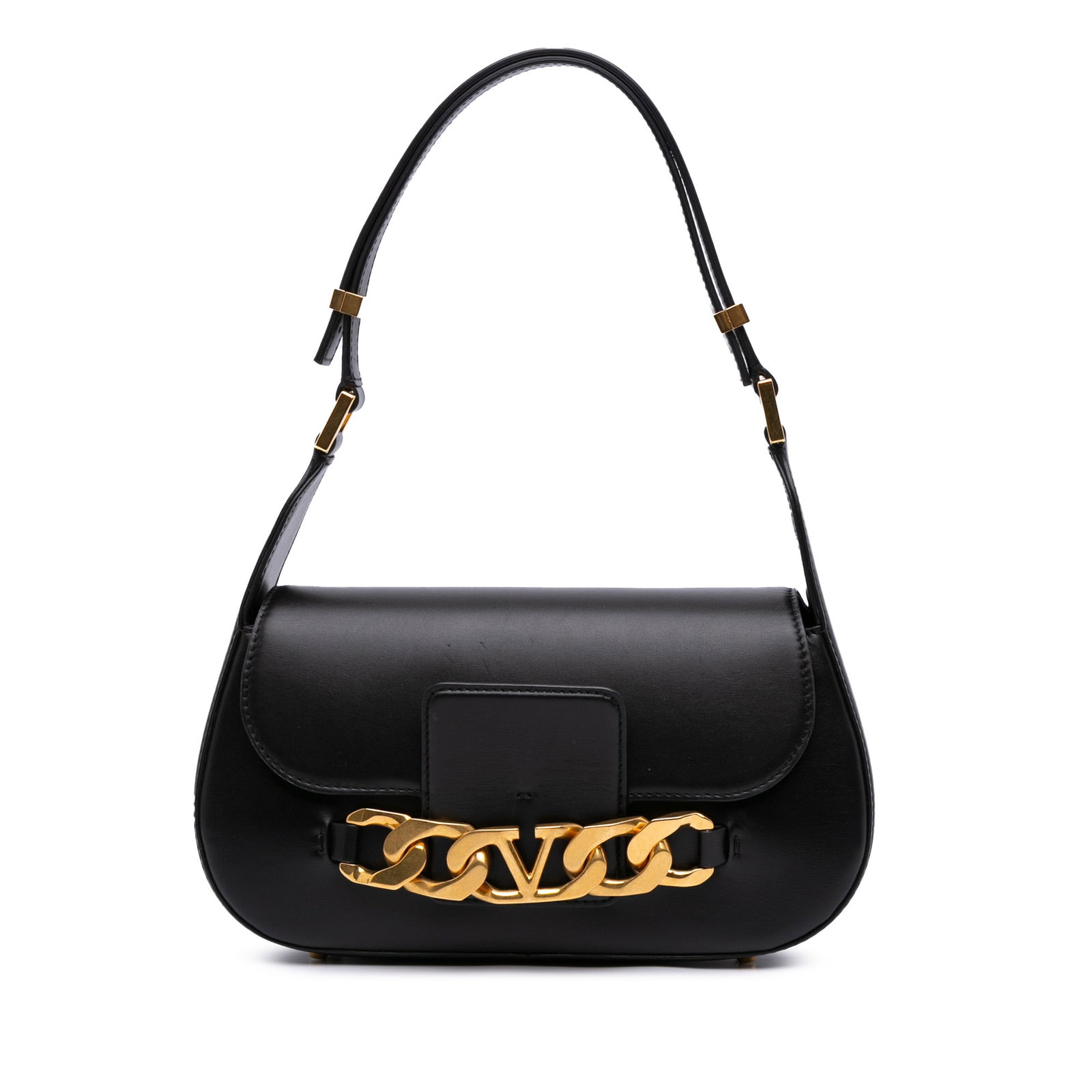 Valentino Medium Leather Vlogo Chain Bag Black with Dust Bag (1 of 12)