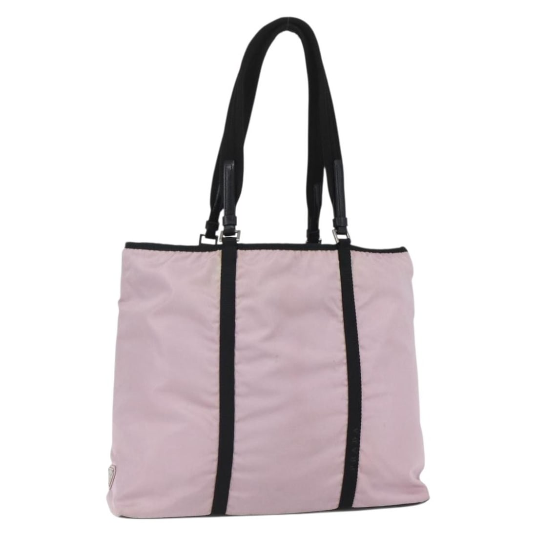 Prada Pink Nylon Vintage Tote Bag 36cm by 30cm by 8cm: Prada Pink Nylon Vintage Tote Bag 36cm by 30cm by 8cm This pre-owned Prada Vintage Tote in pink nylon is designed for women and features a spacious interior. It shows signs of use including rubbing, s