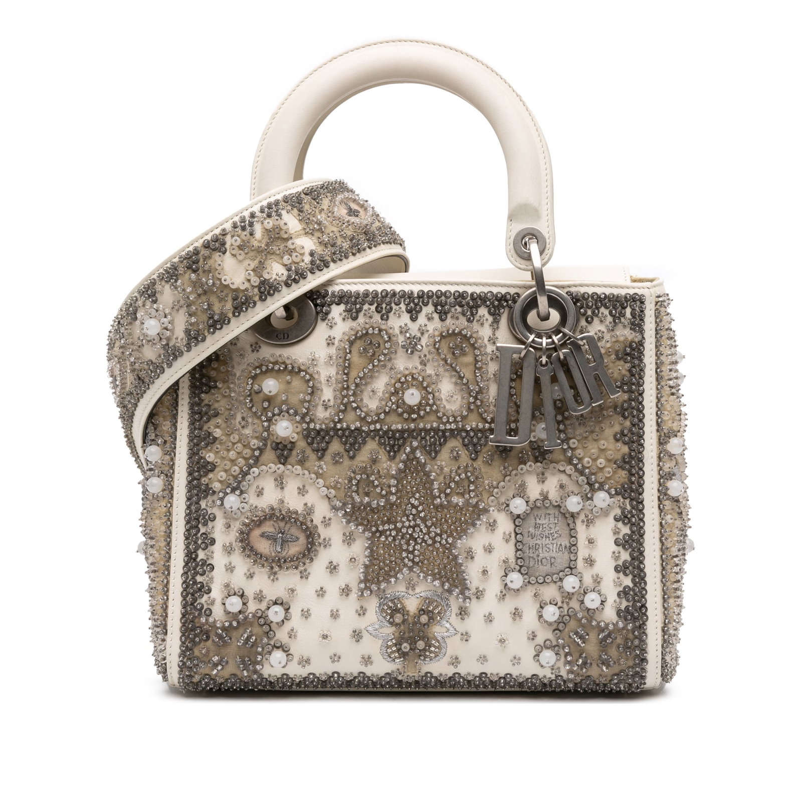 Dior Medium Lambskin Beaded Lady D Lite Bag Brown (1 of 9)