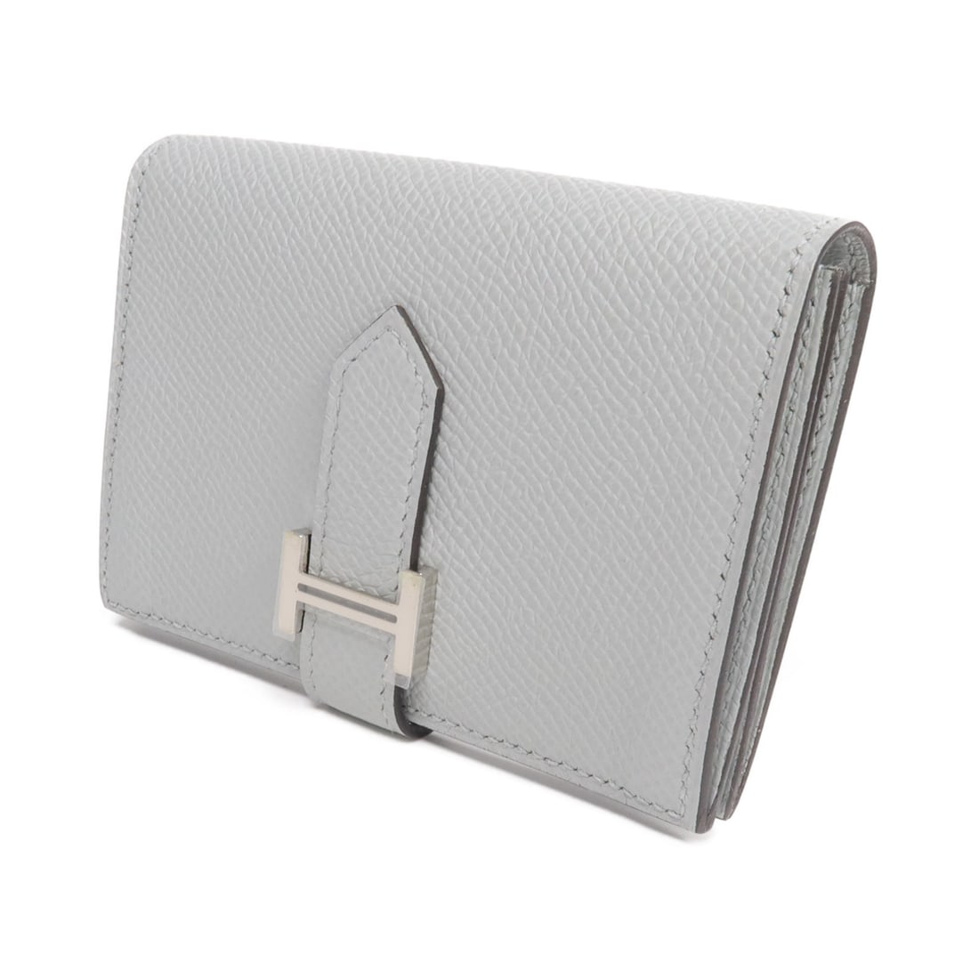 Hermes Bearn Epsom Leather Card Holder with Palladium Hardware Blue (1 of 9)