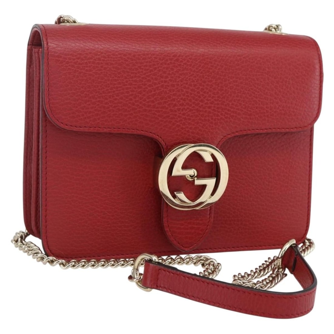 Red Leather Gucci Interlocking Chain Shoulder Bag Model 510304 with Dust Bag (1 of 18)