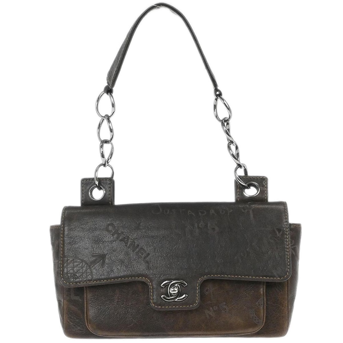 Medium Brown Leather Graffiti Style Handbag by Chanel (1 of 10)