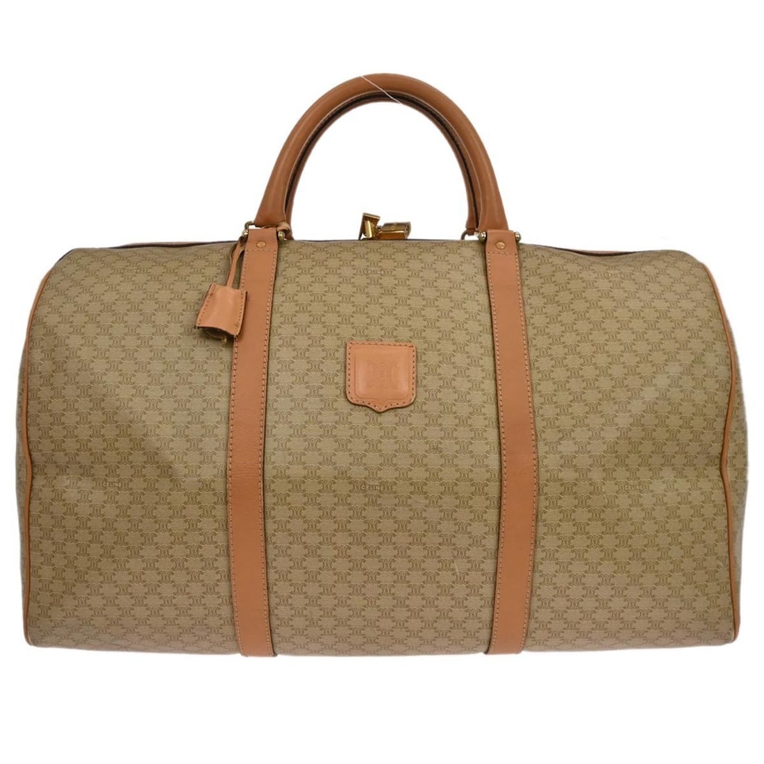 Celine Macadam Large Beige PVC Leather Duffle Bag with Double Handles (1 of 10)