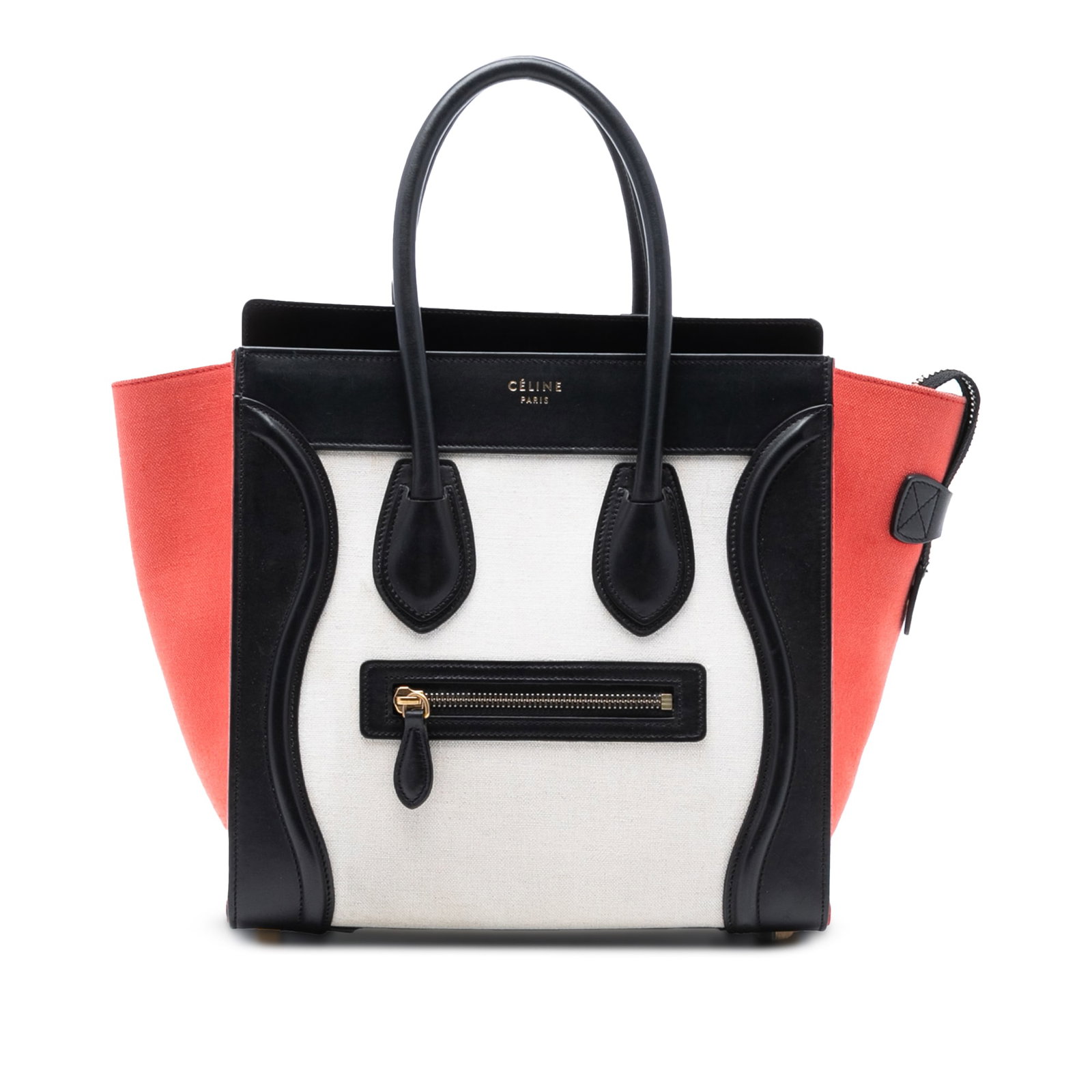 Celine Micro Luggage Tote in Tricolor Canvas with Leather Handles (1 of 7)