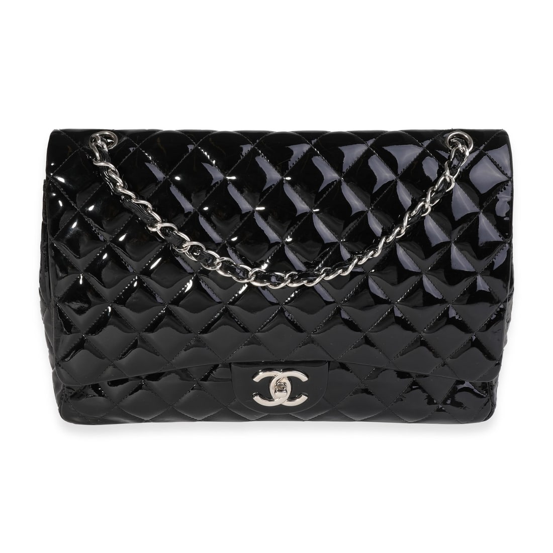 Chanel Black Patent Leather Maxi Classic Double Flap Bag 2011 (1 of 8)