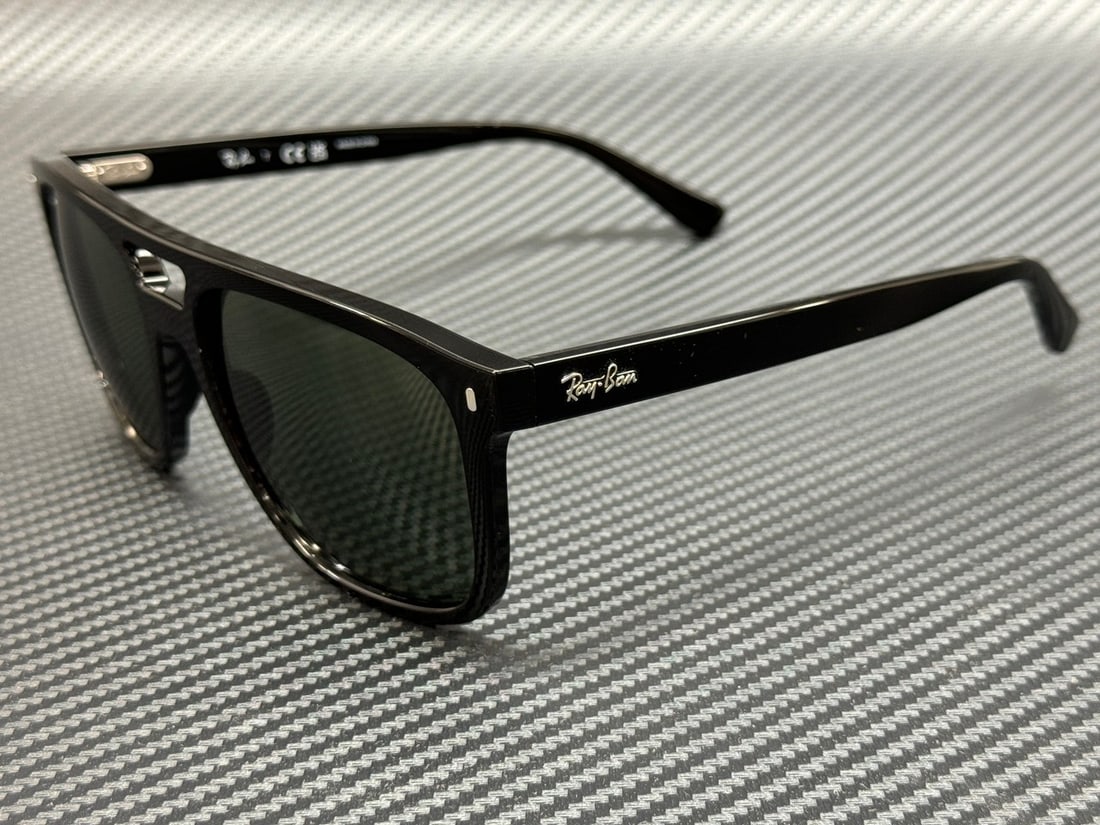 Ray-Ban RB2213 901 31 Black Green Unisex Sunglasses with Authenticity Certificate: Ray-Ban RB2213 901 31 Black Green Unisex Sunglasses with Authenticity Certificate Elevate your style with these Ray-Ban RB2213 901 31 sunglasses, featuring a sleek black frame paired with striking gre