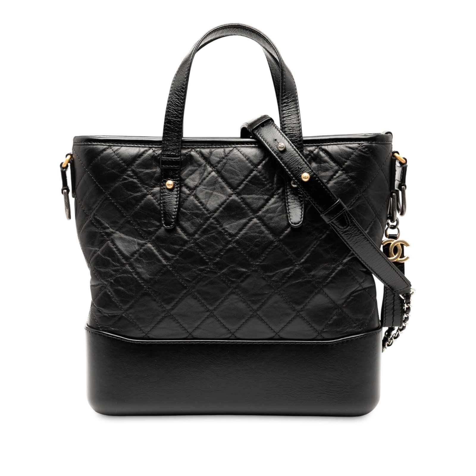 Chanel Medium Quilted Calfskin Gabrielle Satchel Black Leather Bag: Chanel Medium Quilted Calfskin Gabrielle Satchel Black Leather Bag This Chanel Medium Quilted Calfskin Gabrielle Shopping Satchel showcases luxurious craftsmanship with its quilted black calf leather