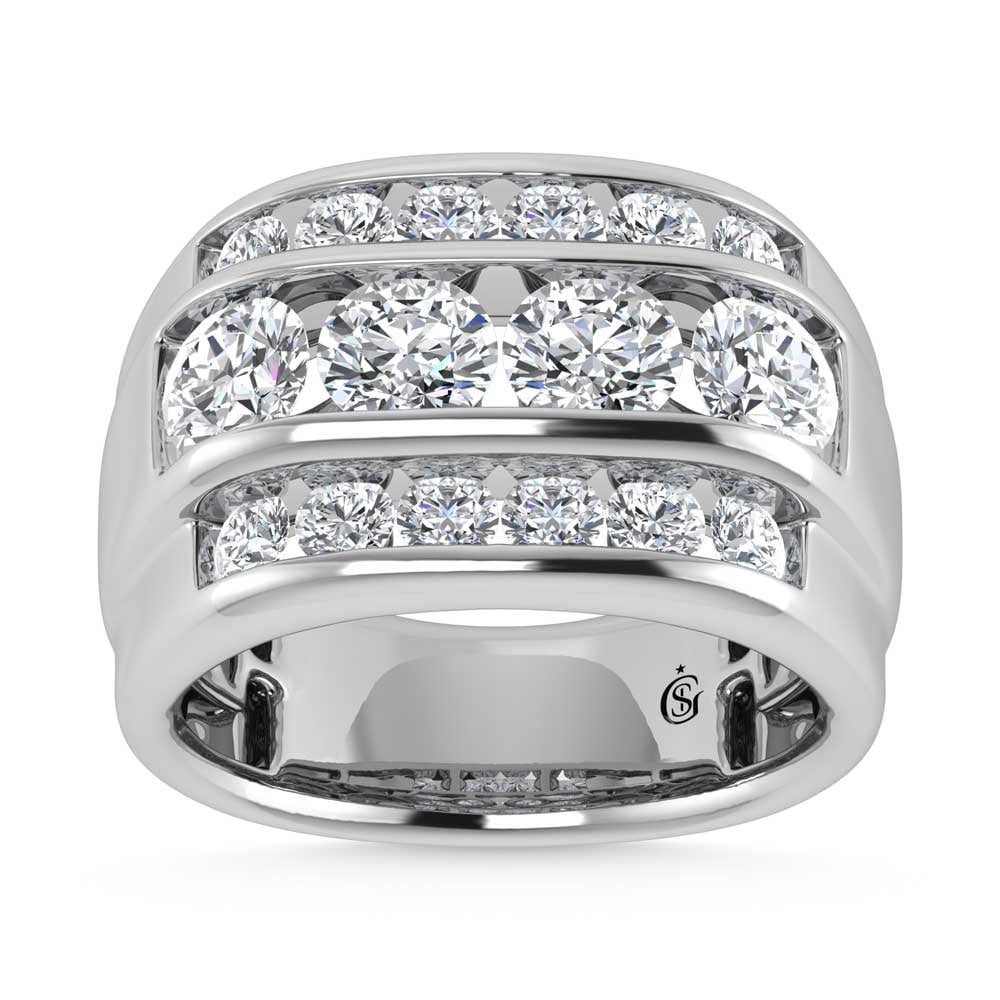 14K White Gold 5 Ct.Tw. Lab Grown Diamond Channel Set Mens Ring (1 of 4)