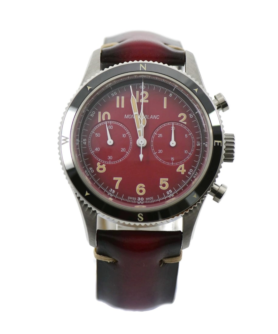 Montblanc 1858 Chronograph Stainless Steel Watch Ref 126914 with Box and Papers: Montblanc 1858 Chronograph Stainless Steel Watch Ref 126914 with Box and Papers The Montblanc 1858 Chronograph is a stunning wristwatch that combines elegance with functionality. Crafted from high-qua