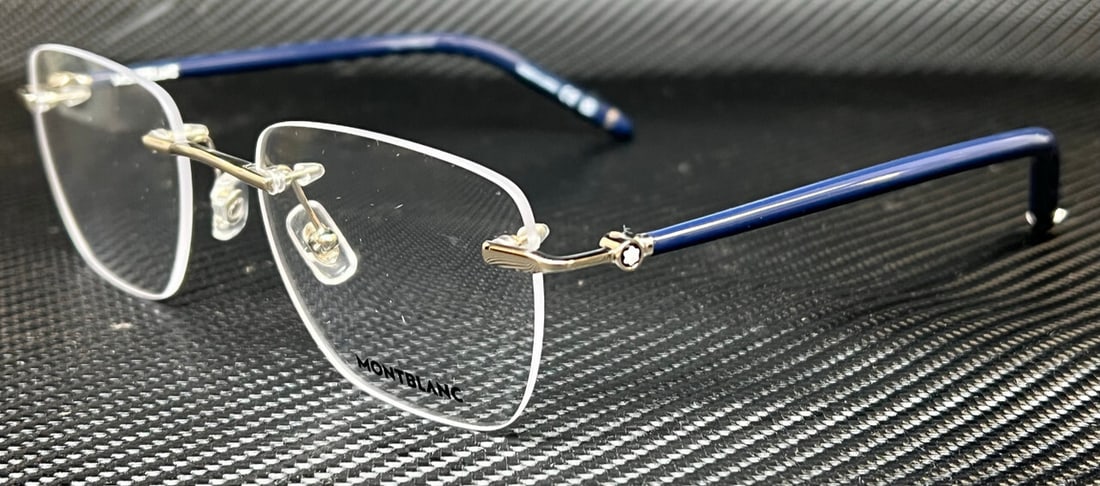 Montblanc MB0274O 003 Silver Blue Eyeglasses with Certificate of Authenticity: Montblanc MB0274O 003 Silver Blue Eyeglasses with Certificate of Authenticity Discover sophisticated style with these Montblanc MB0274O 003 eyeglasses for men. Featuring a striking silver blue frame,