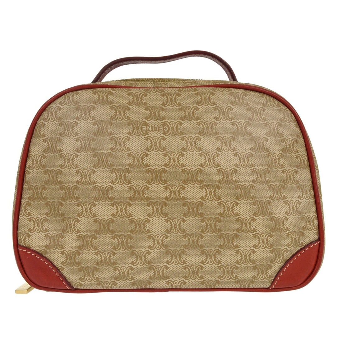 Mini Macadam Top Handle Pouch in Beige and Red Leather PVC by Celine (1 of 6)