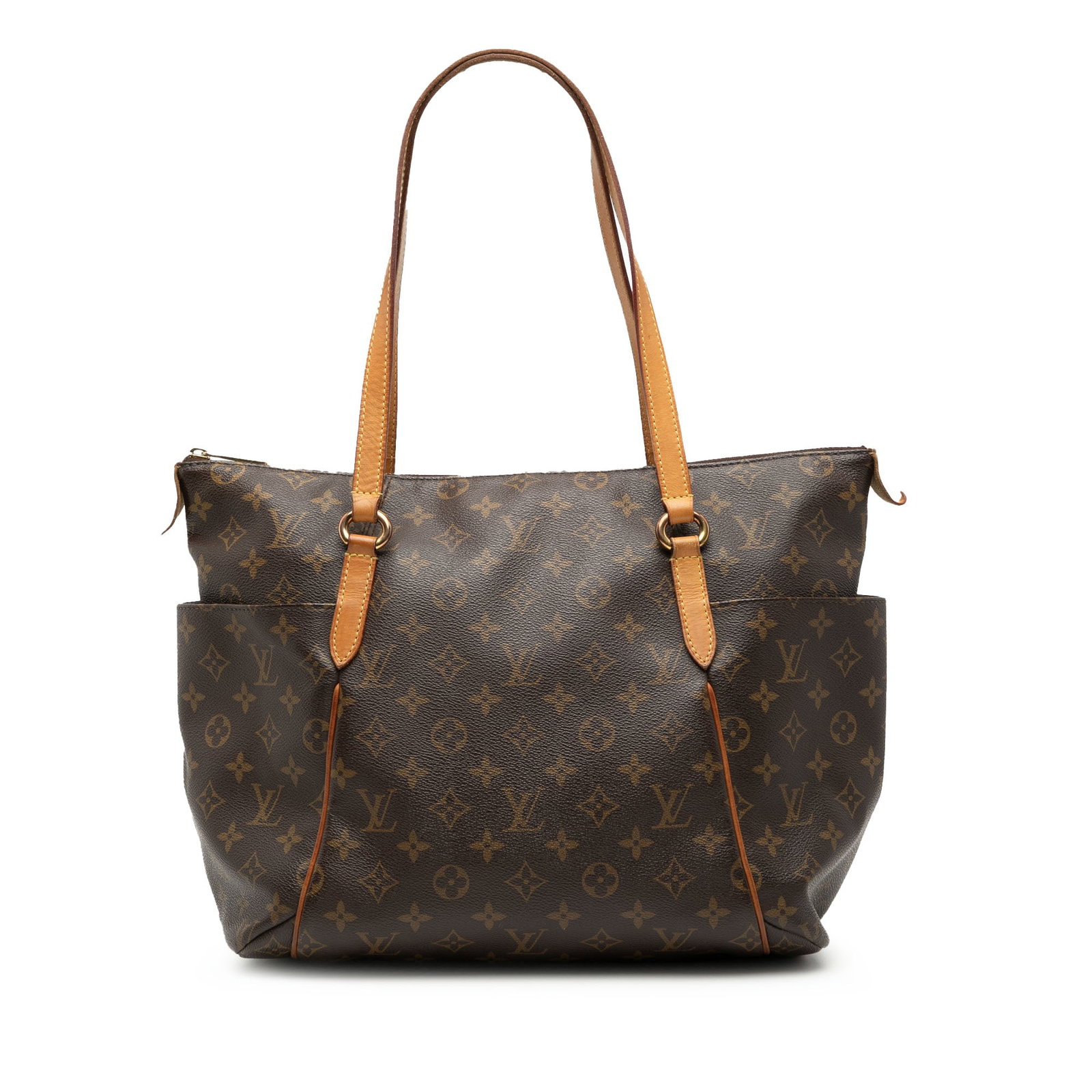 Louis Vuitton Totally MM Brown Monogram Canvas Shoulder Bag with Zip Closure (1 of 8)