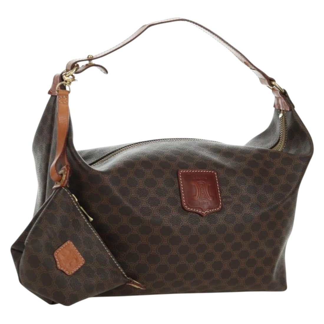 Celine Macadam Brown PVC Leather Shoulder Bag Gold Accents with Dust Bag (1 of 18)