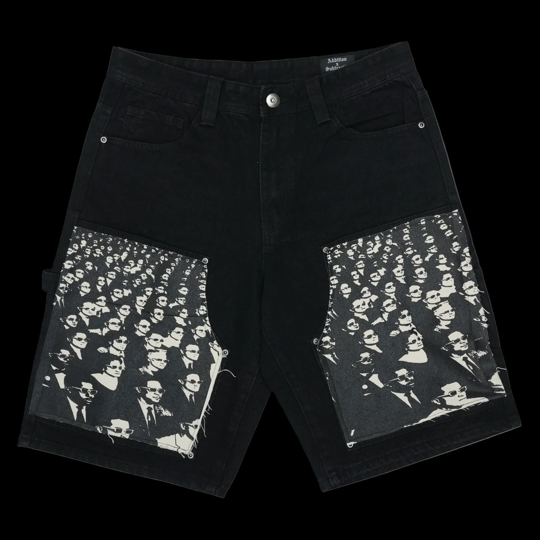 Watch Party Black Denim Shorts by Addition By Subtraction Extra Small: Watch Party Black Denim Shorts by Addition By Subtraction Extra Small These black denim shorts offer a relaxed fit made from durable cotton denim. Each pair is unique and hand-altered in the U.S., pro