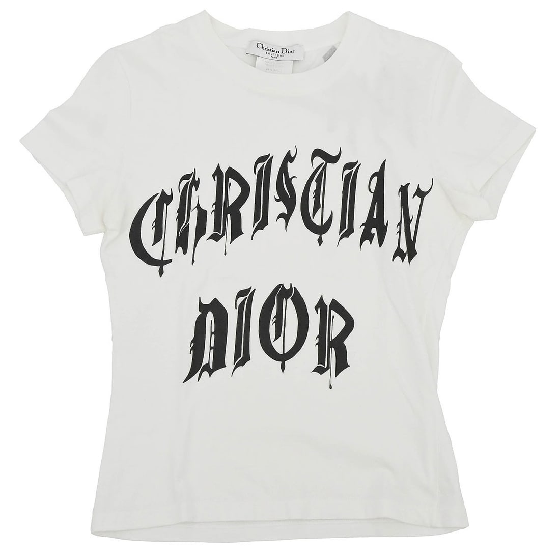 Dior White Cotton Logo Short Sleeve T-Shirt Size FR 38: Dior White Cotton Logo Short Sleeve T-Shirt Size FR 38 This Christian Dior white t-shirt features short sleeves and a round neckline, designed for a casual look. Made from 100% cotton, it offers a reg