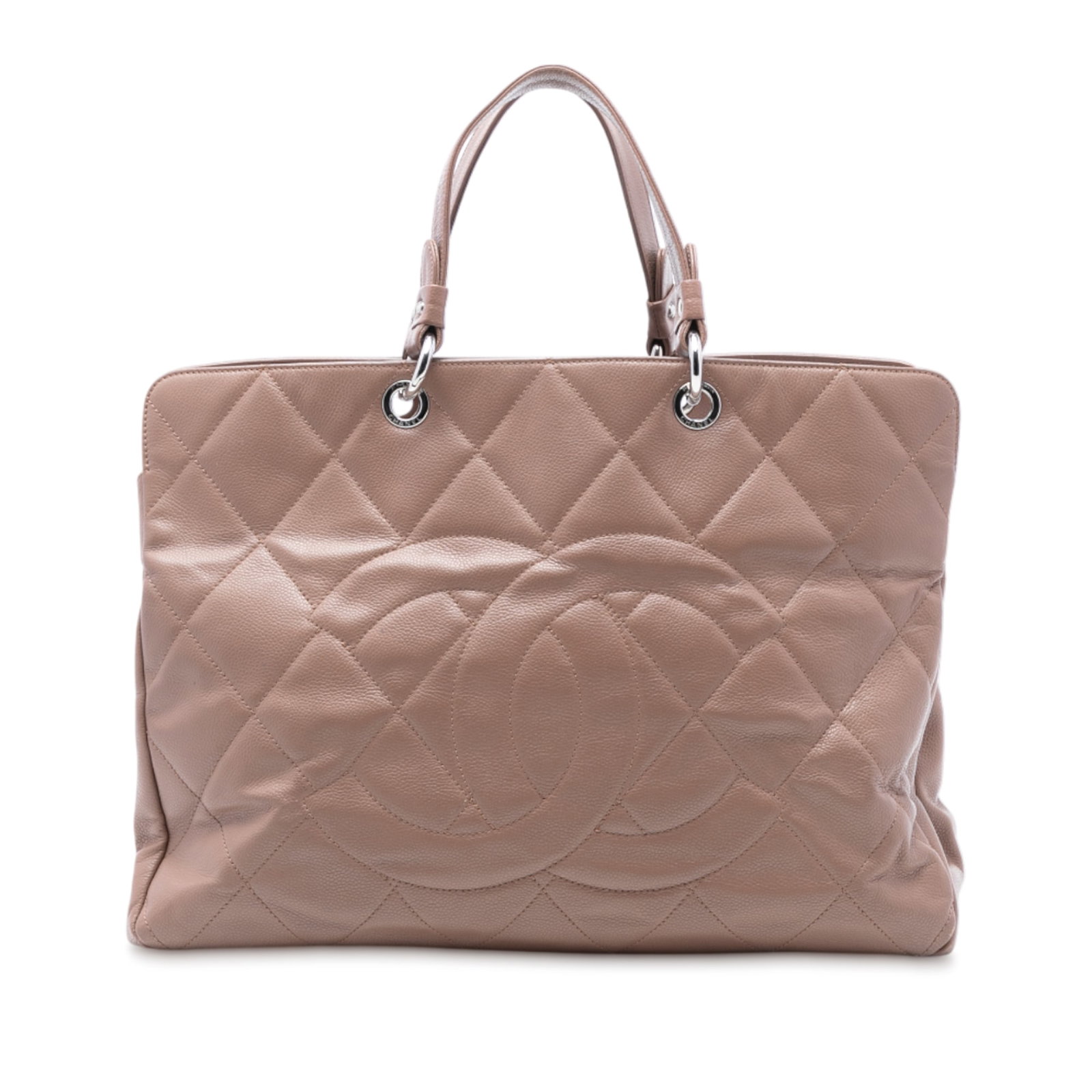 Chanel Timeless Tote Brown Quilted Caviar Leather Bag with CC Logo (1 of 7)