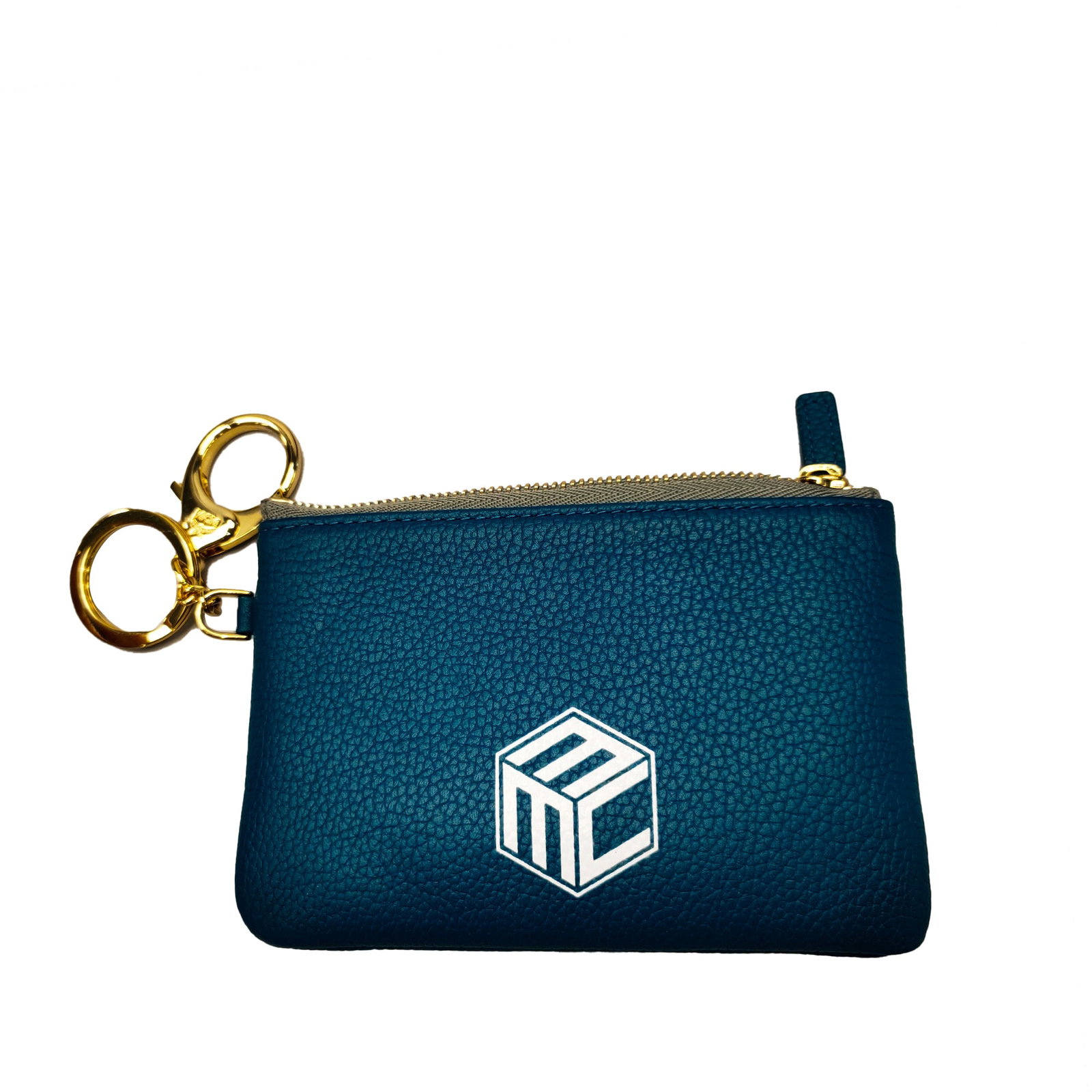 MCM Leather Visetos Coin Pouch Blue SLG with Zip Closure (1 of 5)