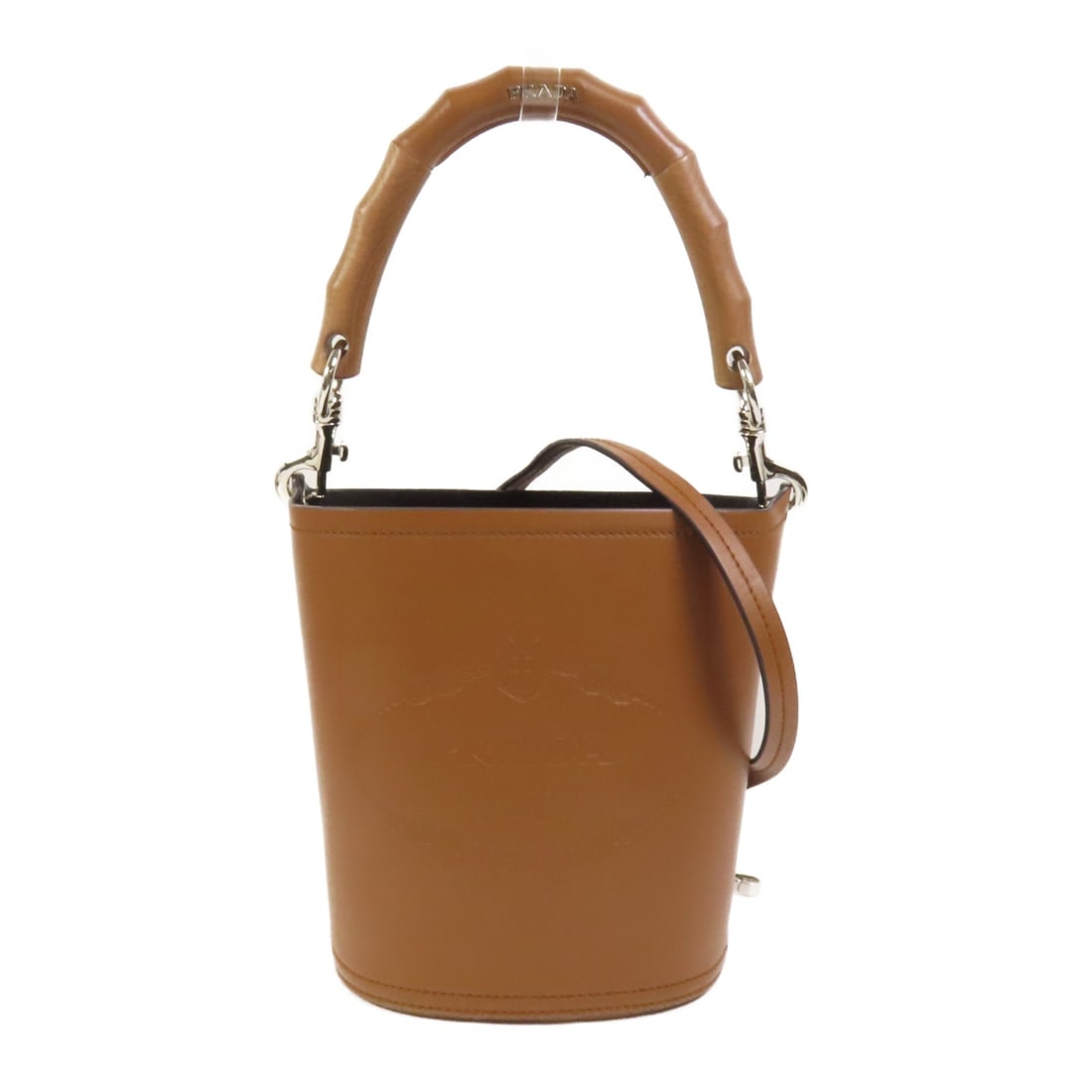 Prada Brown Calfskin Leather Bucket Shoulder Bag with Silver Hardware (1 of 18)