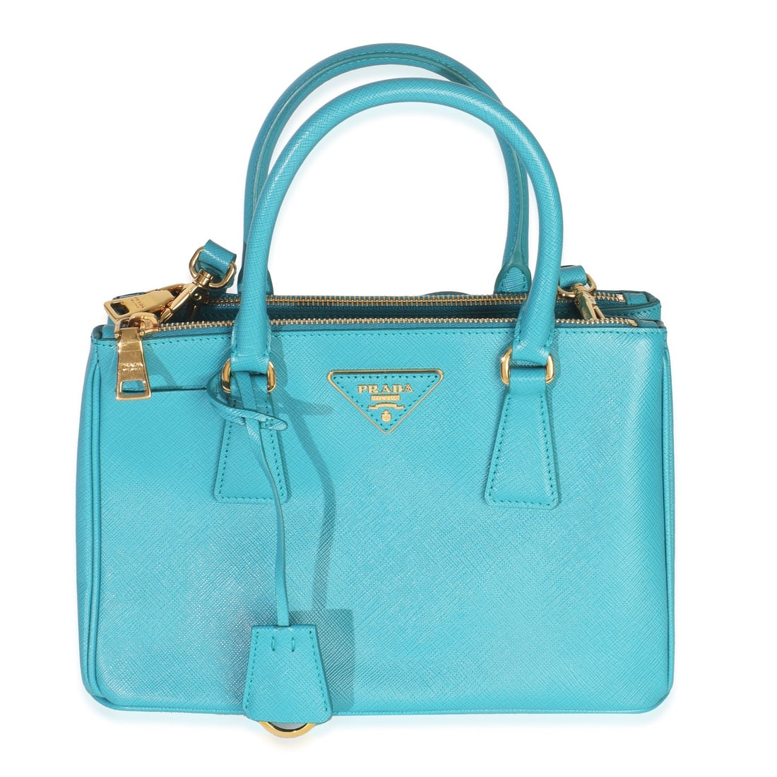Prada Galleria Blue Saffiano Leather Small Tote with Double Zip and Strap (1 of 8)