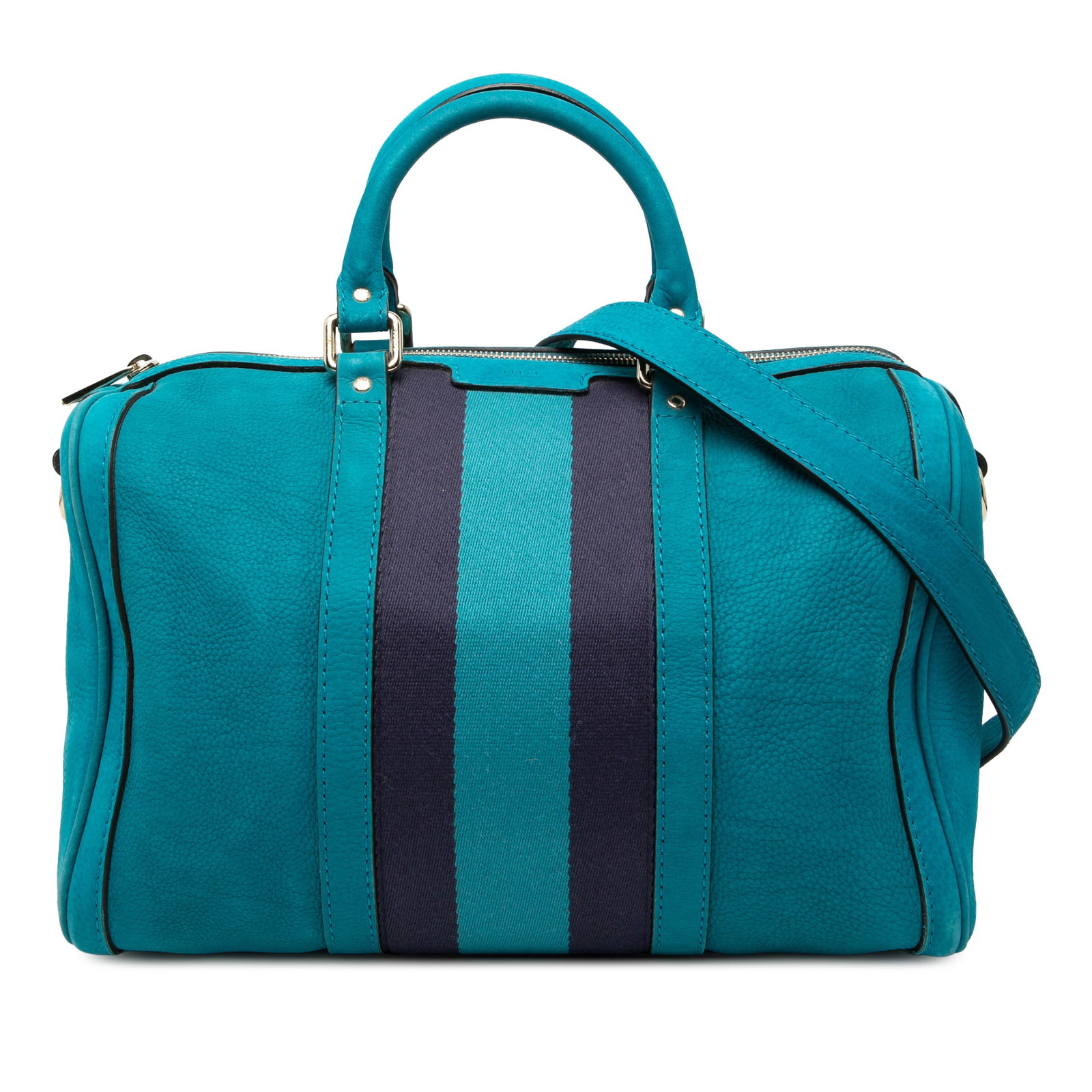 Blue Nubuck Leather Gucci Joy Satchel with Canvas Web Detail (1 of 7)