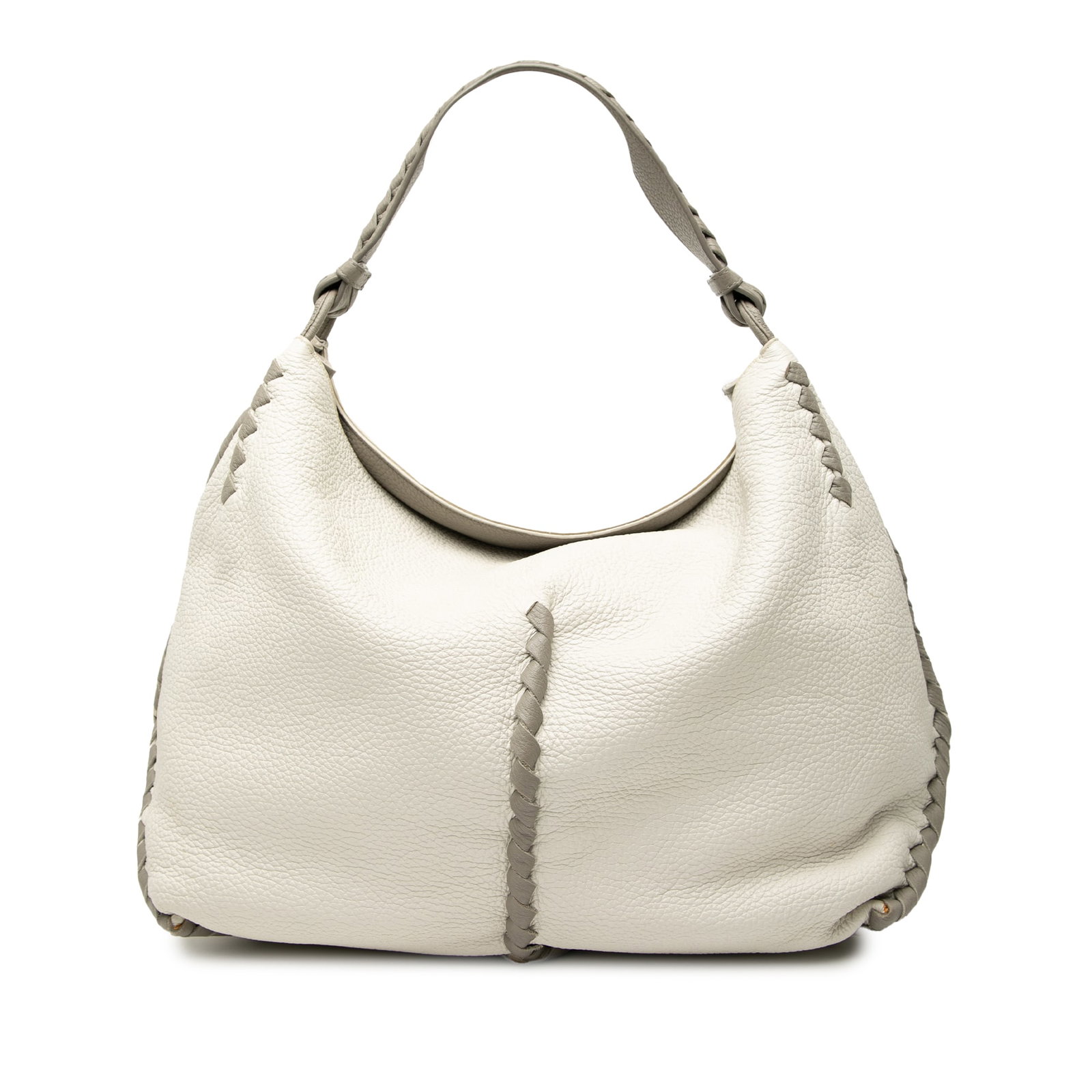 Bottega Veneta Large Washed Cervo Deerskin Hobo Bag White Leather (1 of 8)