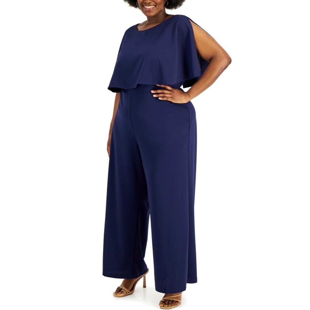Connected Plus Size Navy Popover Jumpsuit 20W with Back Zipper (1 of 1)