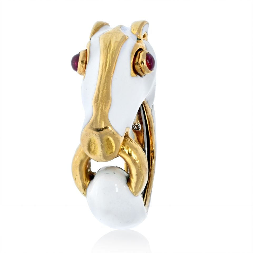 David Webb Vintage Kingdom Horse Ring Platinum Gold Enamel Ruby Eyes (1 of 5)