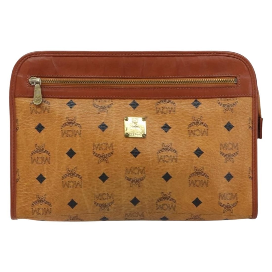 Brown MCM Visetos Canvas Clutch 24cm by 15cm by 4cm (1 of 18)