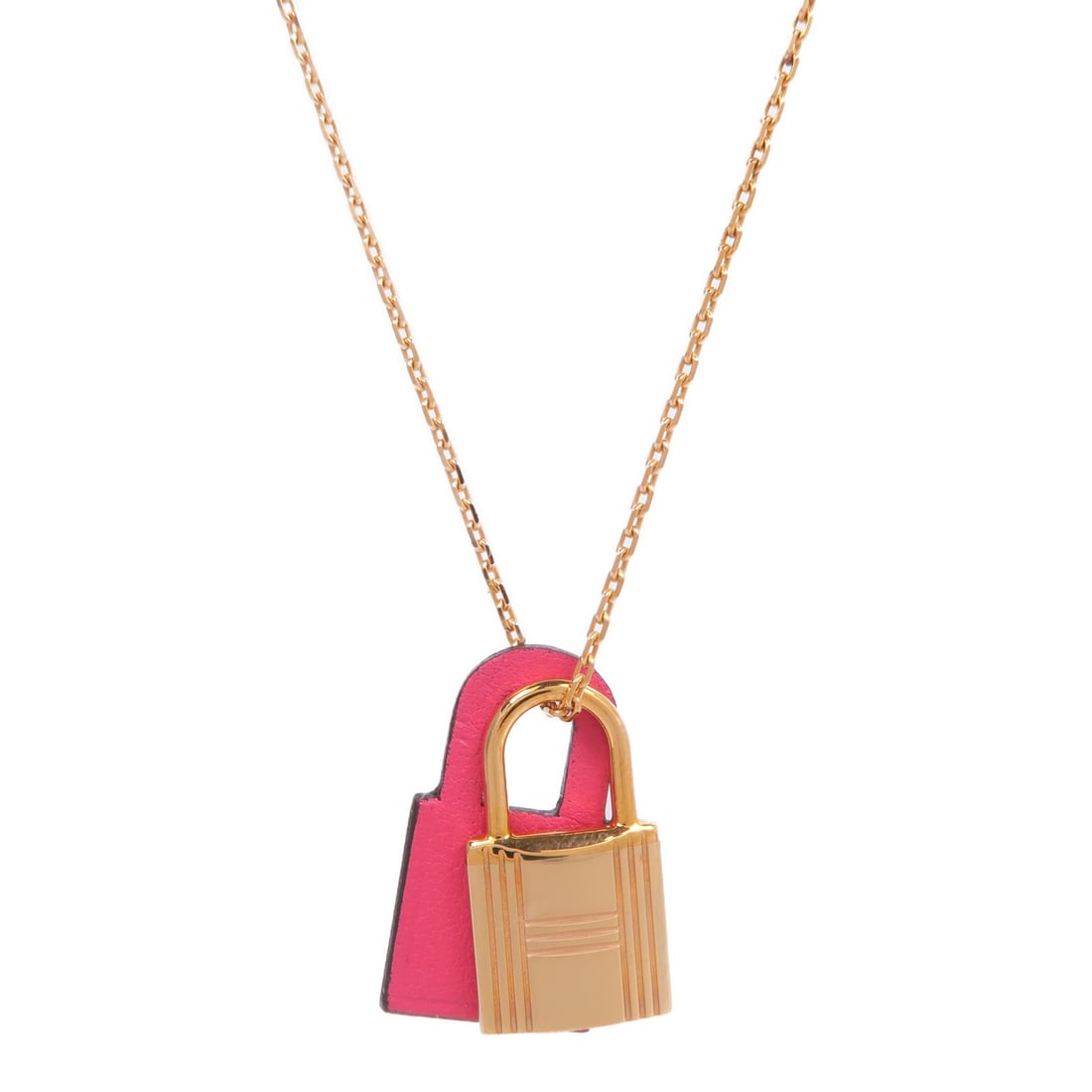HERMES O'Kelly Pink Swift Leather Pendant Necklace (1 of 9)