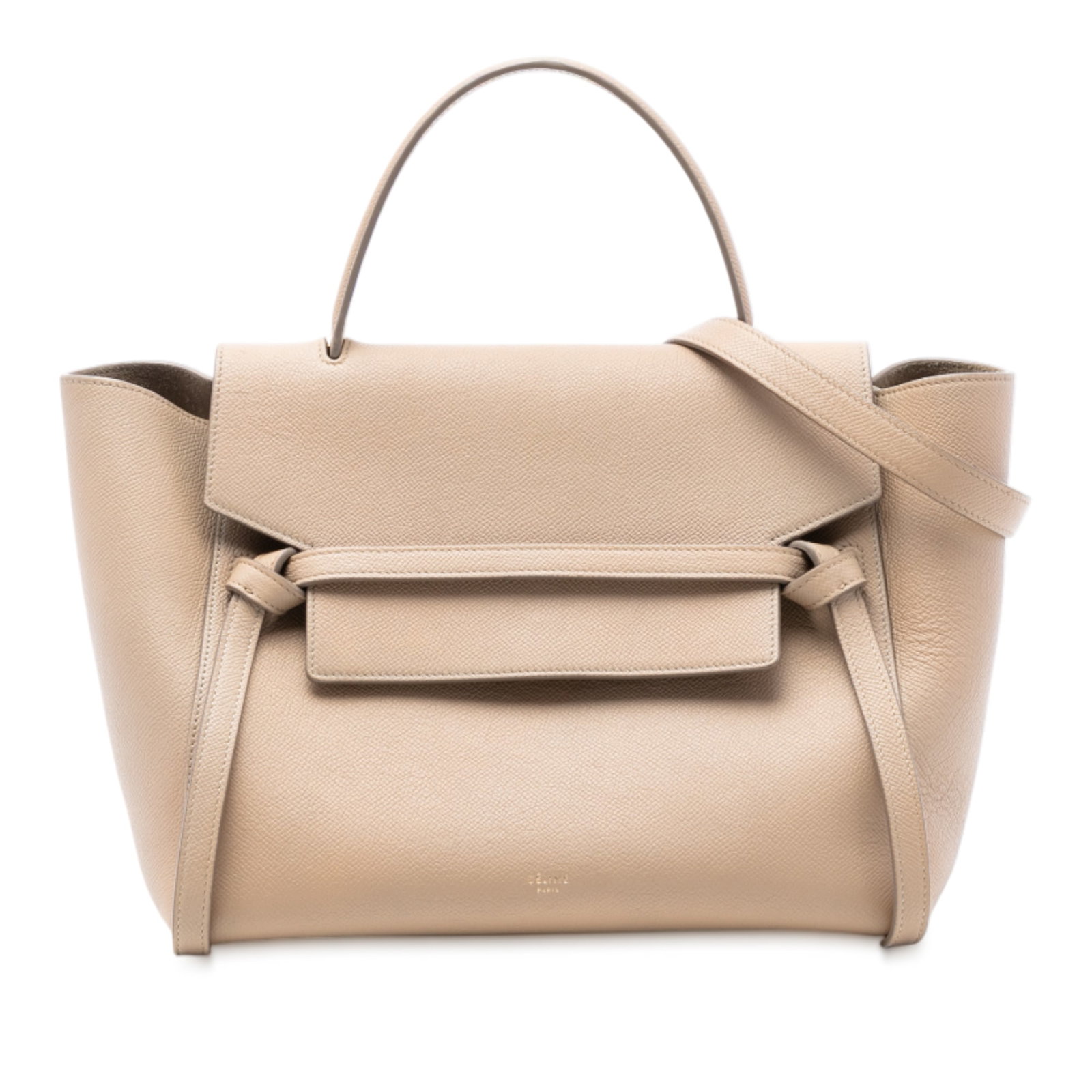 Celine Mini Belt Bag Grained Calfskin Leather Top Handle Beige (1 of 7)