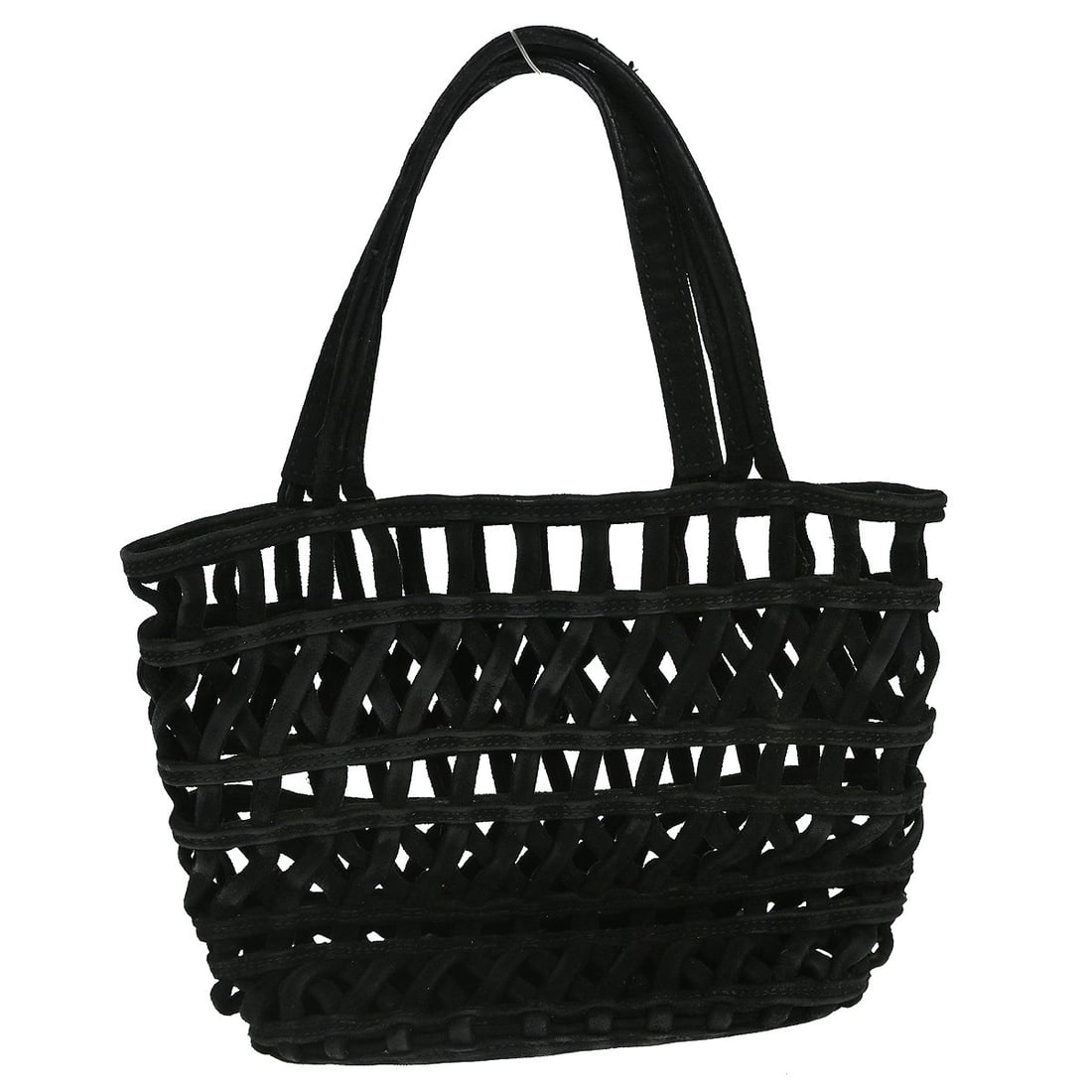 Prada Black Suede Medium Handbag with Leather Handles and Logo Accent (1 of 7)