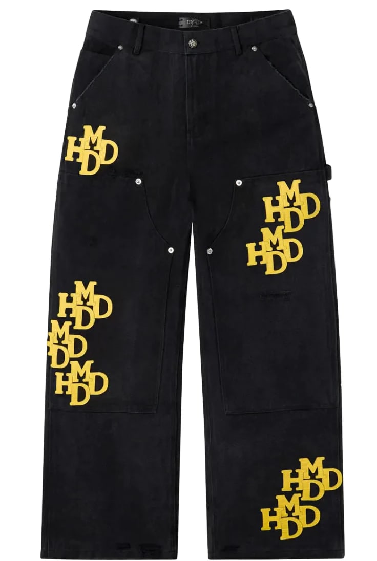 Black Carpenter Pants with Reinforced Patch Knees Medium (1 of 1)