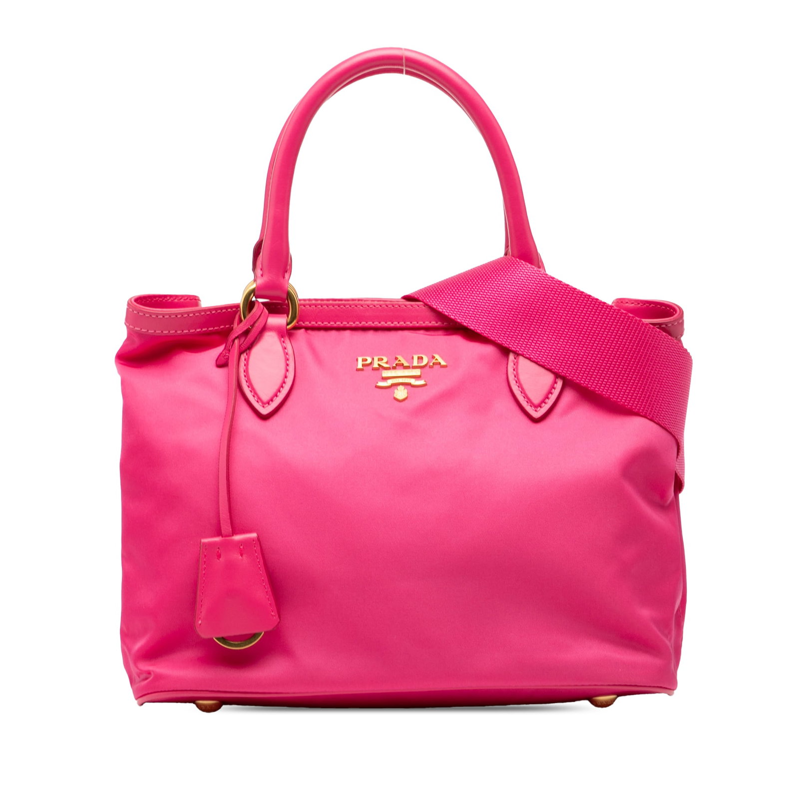 Pink Prada Tessuto Satchel Nylon Bag With Leather Trim and Strap (1 of 7)