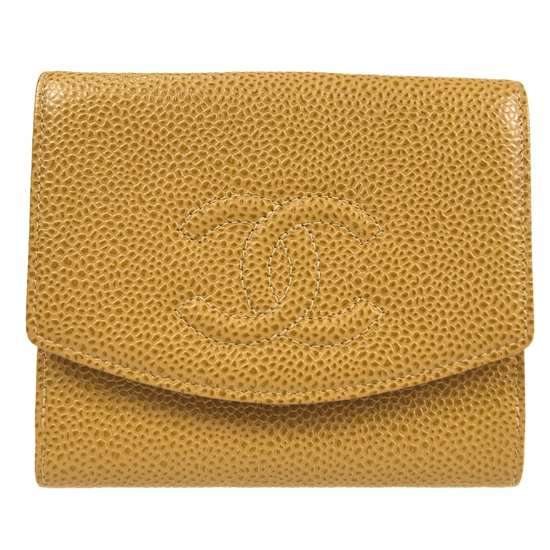 Chanel Vintage Beige Caviar Leather Bifold Wallet CC Pattern (1 of 10)