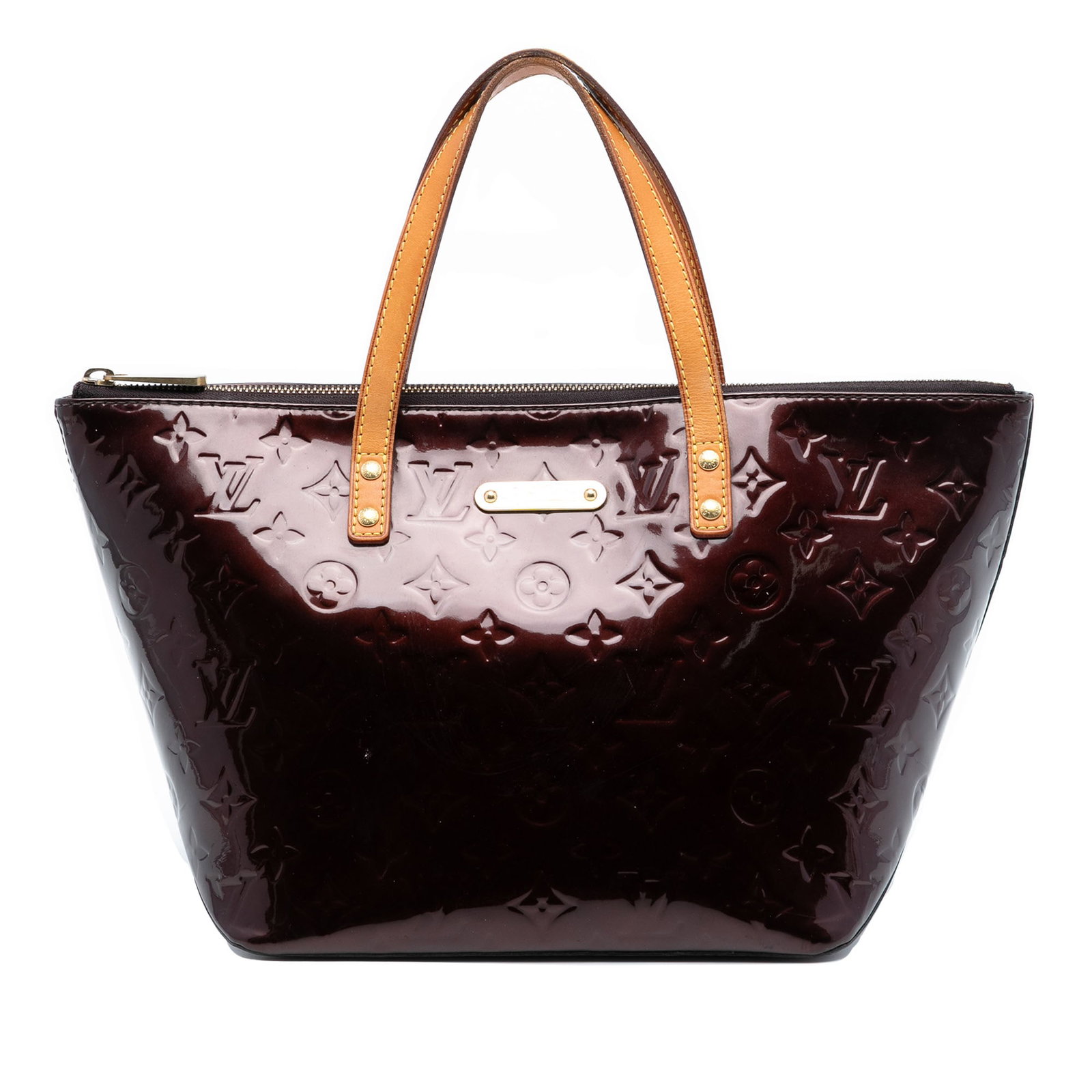 Louis Vuitton Bellevue PM Purple Vernis Leather Tote with Vachetta Handles (1 of 7)