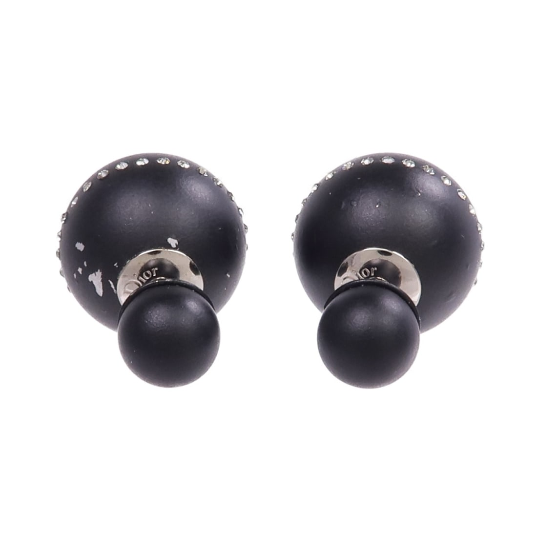 Dior Pierced Ceramic Earrings in Black French Design: Dior Pierced Ceramic Earrings in Black French Design These Christian Dior pierced earrings are crafted from black ceramic, offering a sleek and modern aesthetic. They feature a minimalist design with