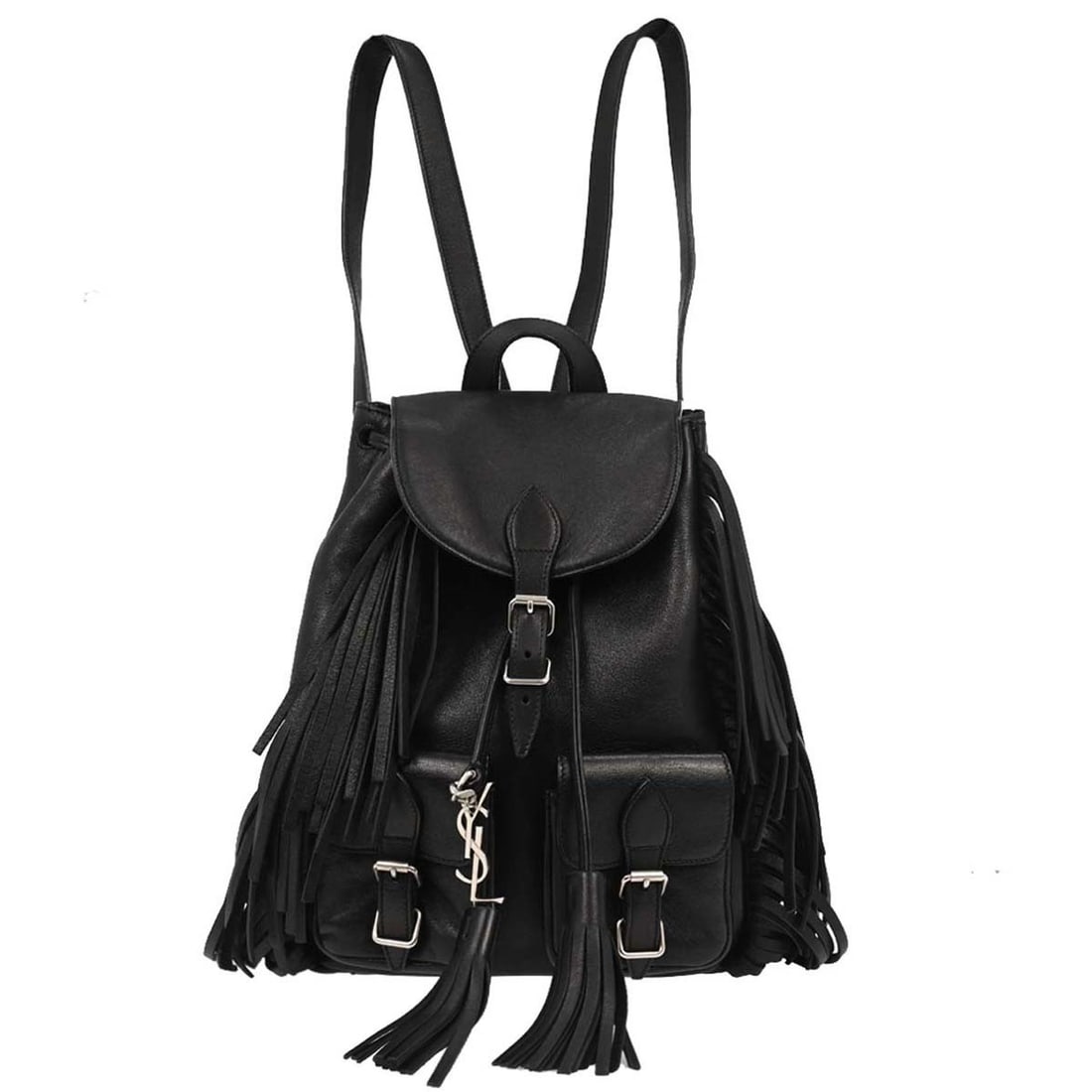 Saint Laurent Black Leather Fringe Festival Backpack GNR.441719.0416 (1 of 10)