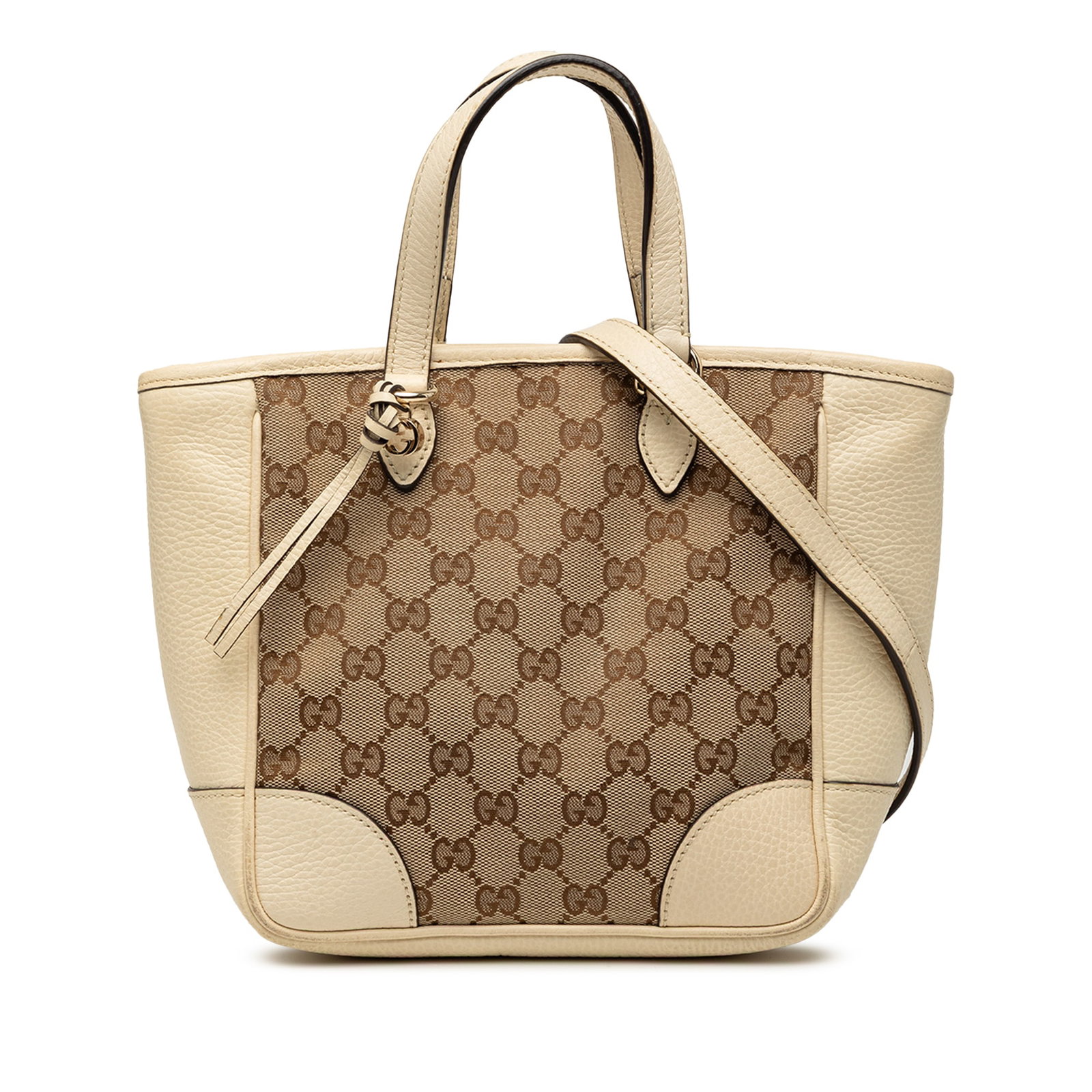 Gucci Bree Beige Canvas Small Satchel with Leather Trim and Strap (1 of 7)