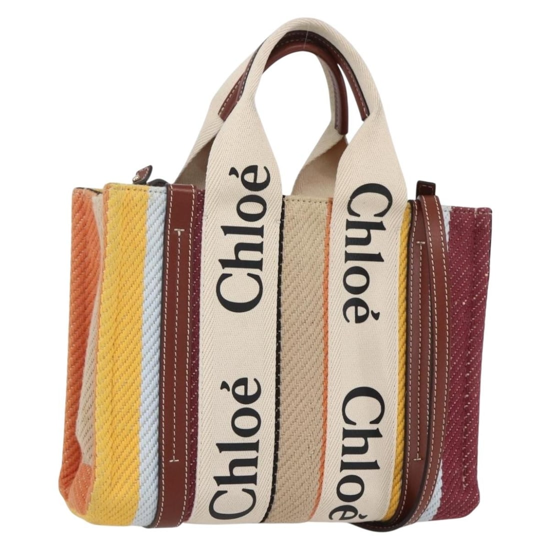 Chloe Woody Multicolor Canvas Tote Bag with Leather Accents (1 of 18)