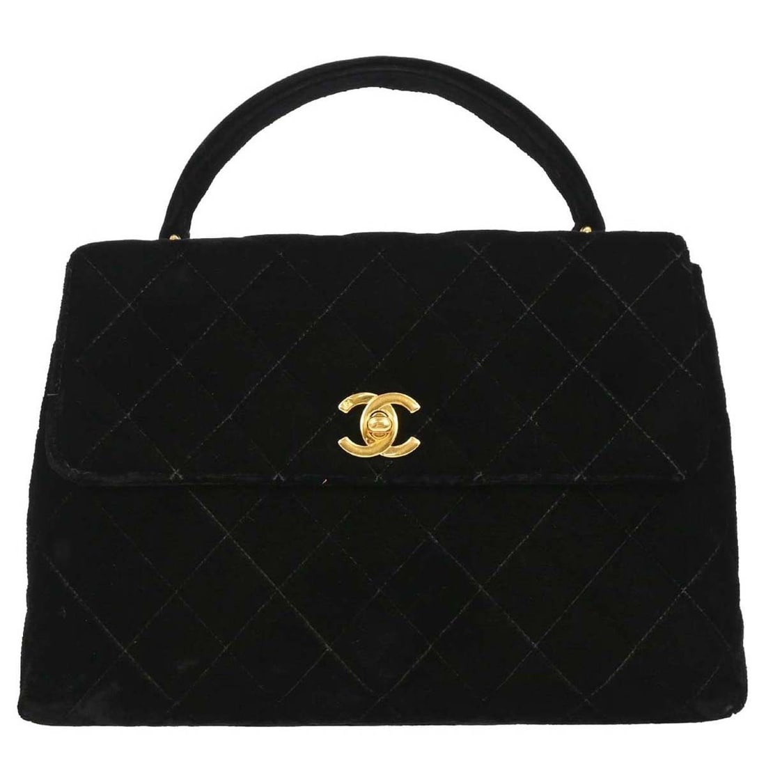 Chanel Black Velvet Top Handle Handbag Casual Formal: Chanel Black Velvet Top Handle Handbag Casual Formal This elegant Chanel Black Velvet Handbag is a versatile accessory suitable for casual occasions as well as formal events and parties. Crafted from