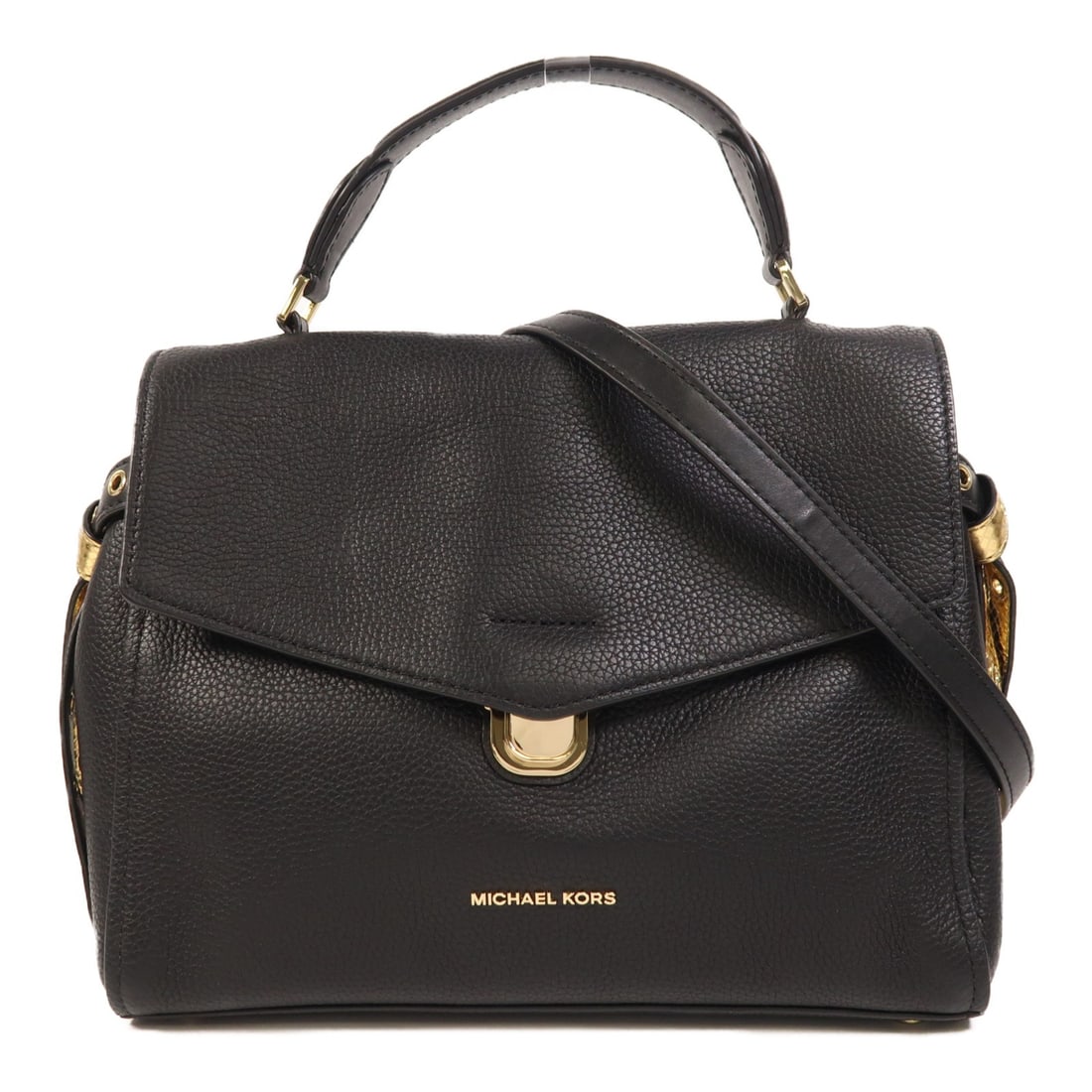 Michael Kors Black Calfskin Convertible Shoulder Bag with Gold Tone Hardware (1 of 16)