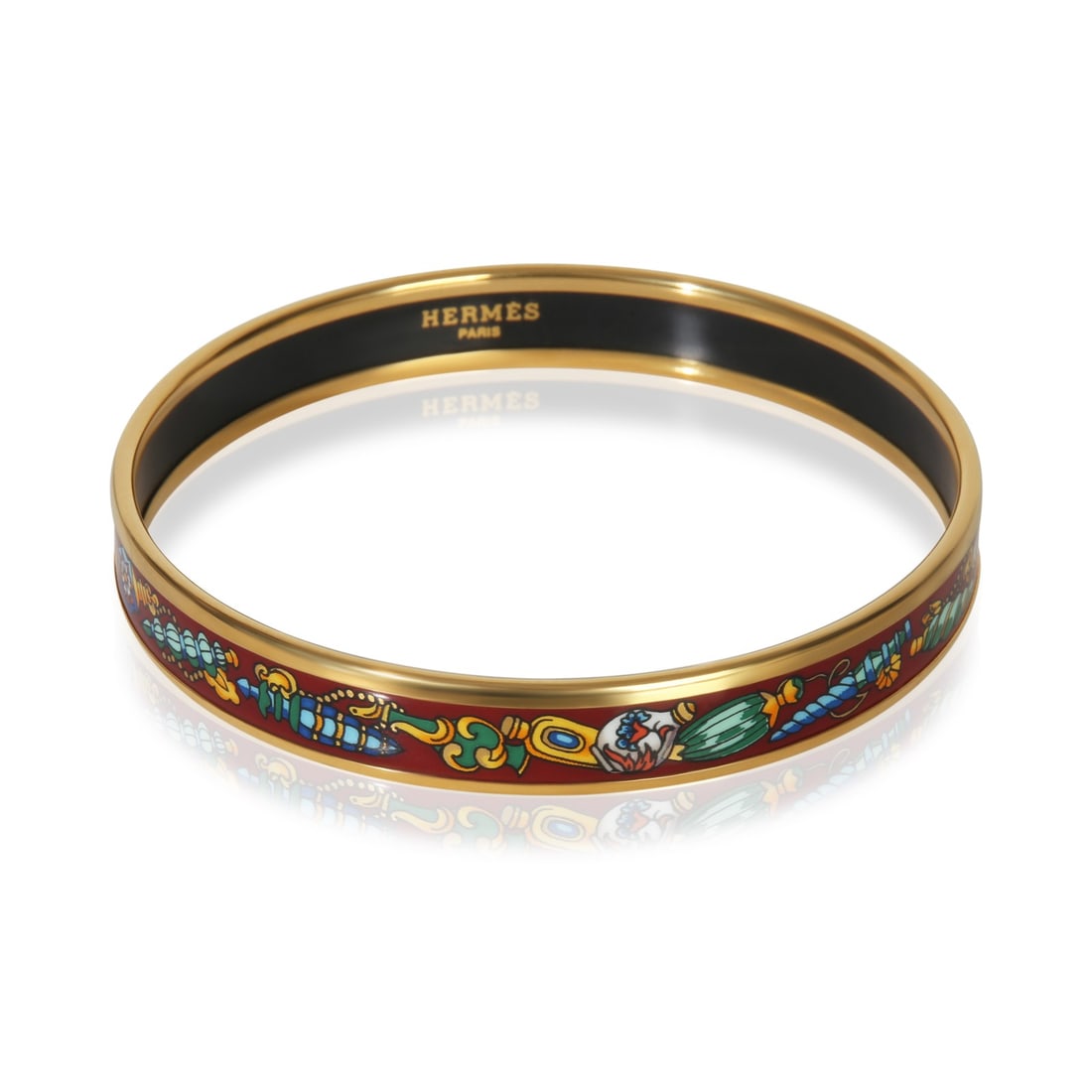 Hermes Narrow Gold Plated Enamel Bracelet 8.25 Inch Austria (1 of 4)