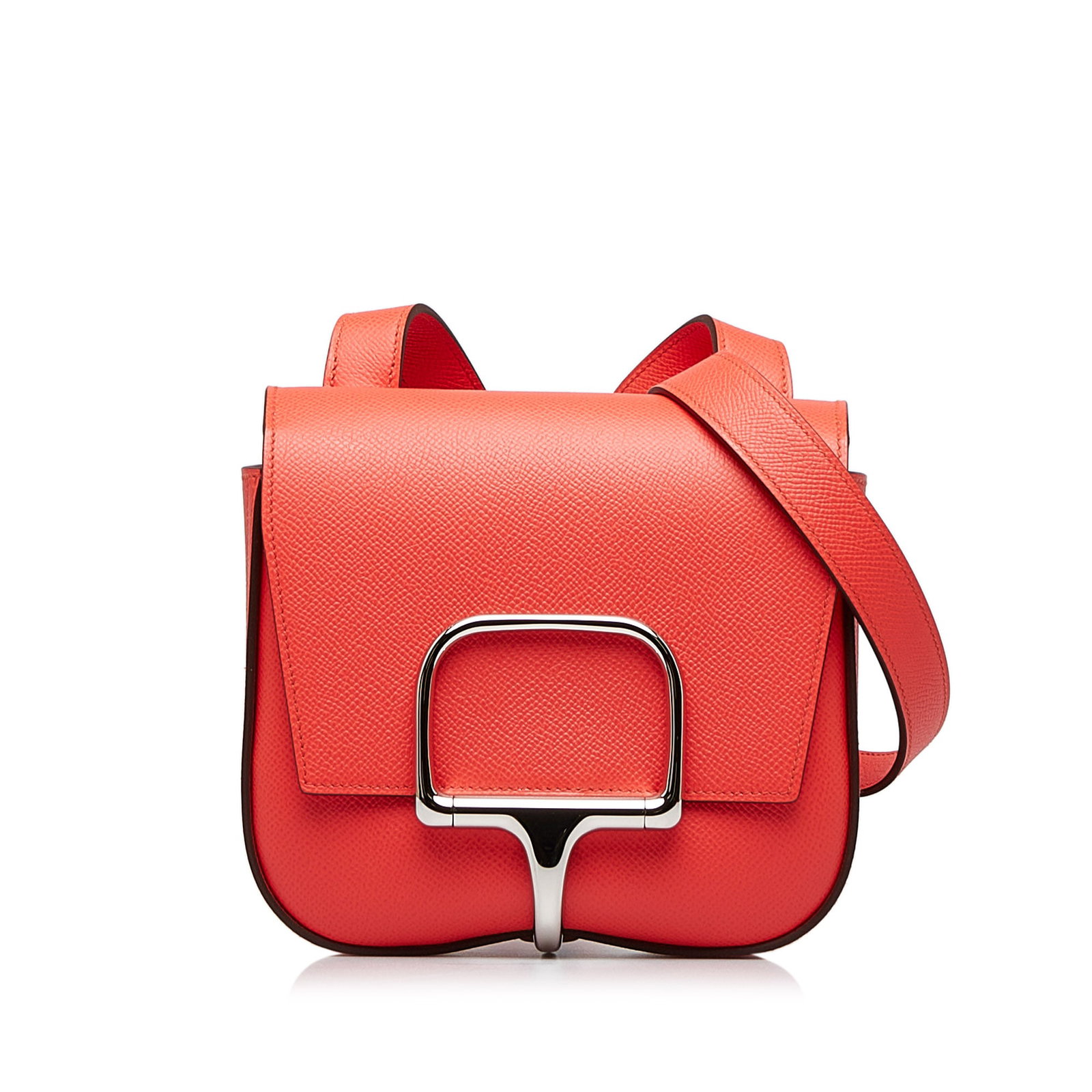 Hermes Mini Epsom Della Cavalleria Red Leather Handbag: Hermes Mini Epsom Della Cavalleria Red Leather Handbag Introducing the exquisite Hermes Mini Epsom Della Cavalleria, a stylish handbag crafted from premium leather. This luxurious bag features an adju