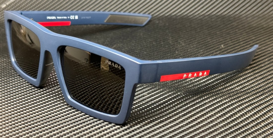 Prada Linea Rossa PS 02ZSU MAG06F Matte Blue Sunglasses with Dark Grey Lenses (1 of 5)