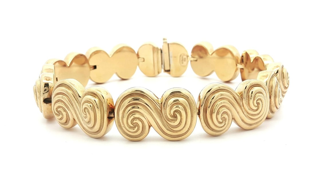 Tiffany & Co. 18k Yellow Gold Spiro Swirl Link Bracelet 7in (1 of 8)